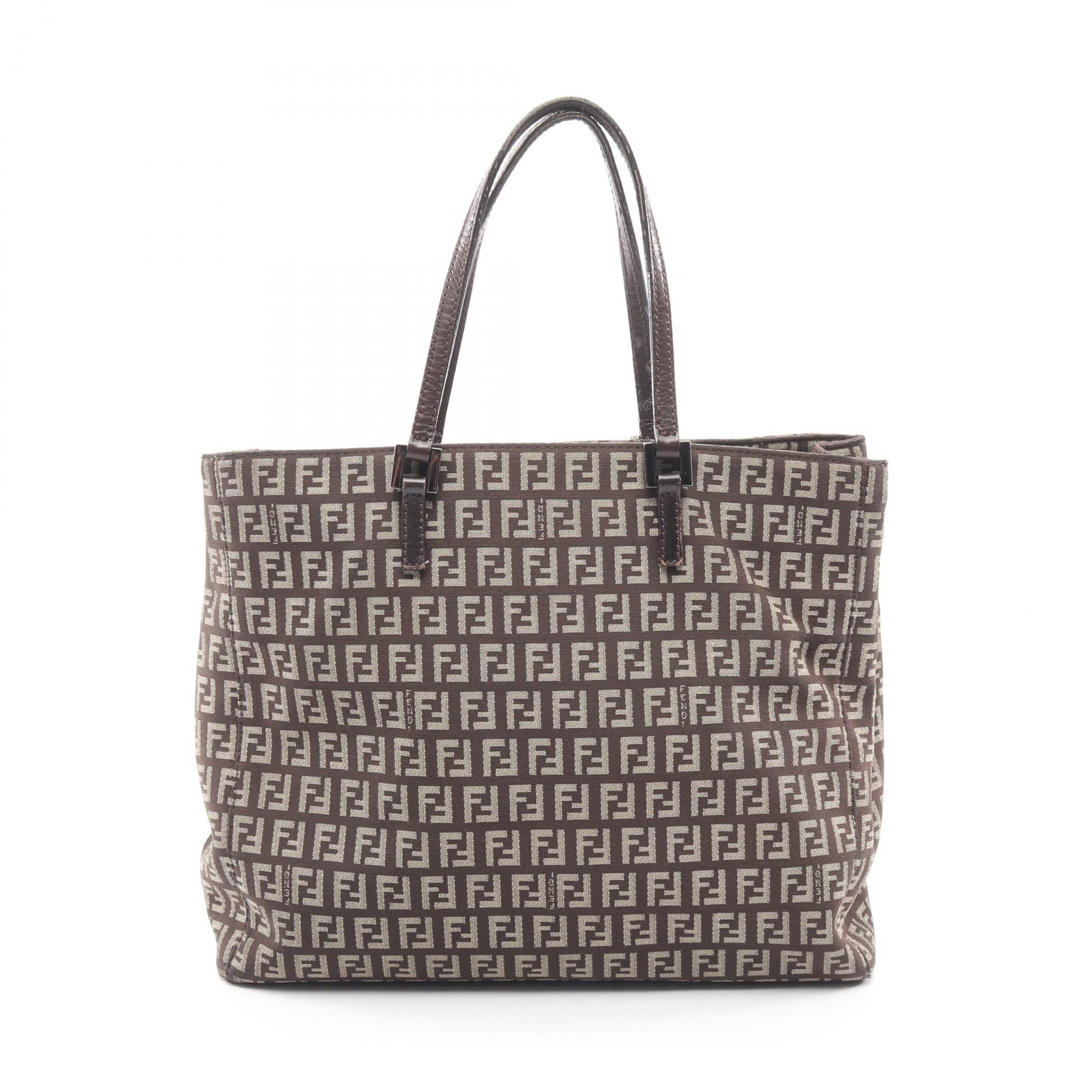 ≪5%OFFクーポン&まとめ買い10% ~7/26 9:59〆≫フェンディ FENDI ズッキーノ トートバッグ バッグ キャンバス レザー レディース ベージュ系 / ブラウン系 8BH133 【中古】|BRANDOFF TOKYO