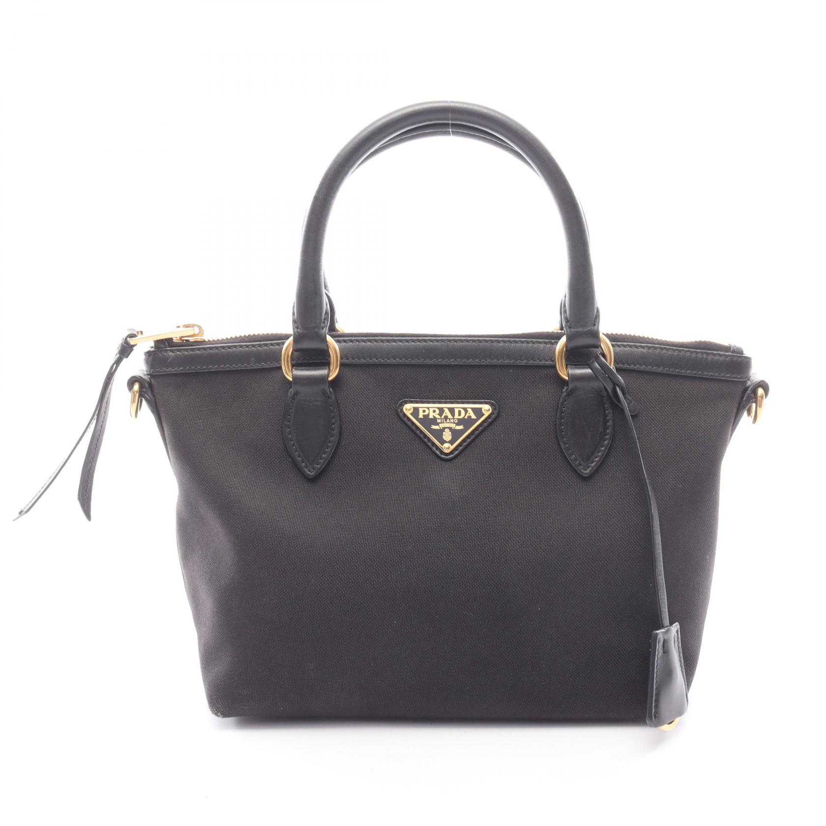 プラダ PRADA ハンドバッグ バッグ キャンバス レザー レディース ブラック系 【中古】｜BRANDOFF TOKYO