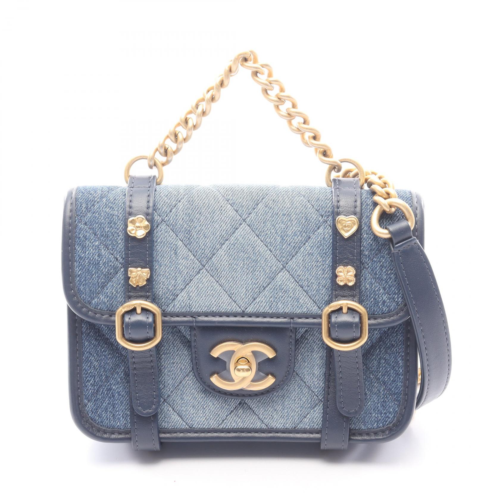 ≪5%OFFクーポン&まとめ買い10% ~7/26 9:59〆≫シャネル CHANEL ミニマトラッセ 2WAY ショルダーバッグ バッグ デニム レザー レディース ネイビー系 AS5132 【中古】|BRANDOFF TOKYO
