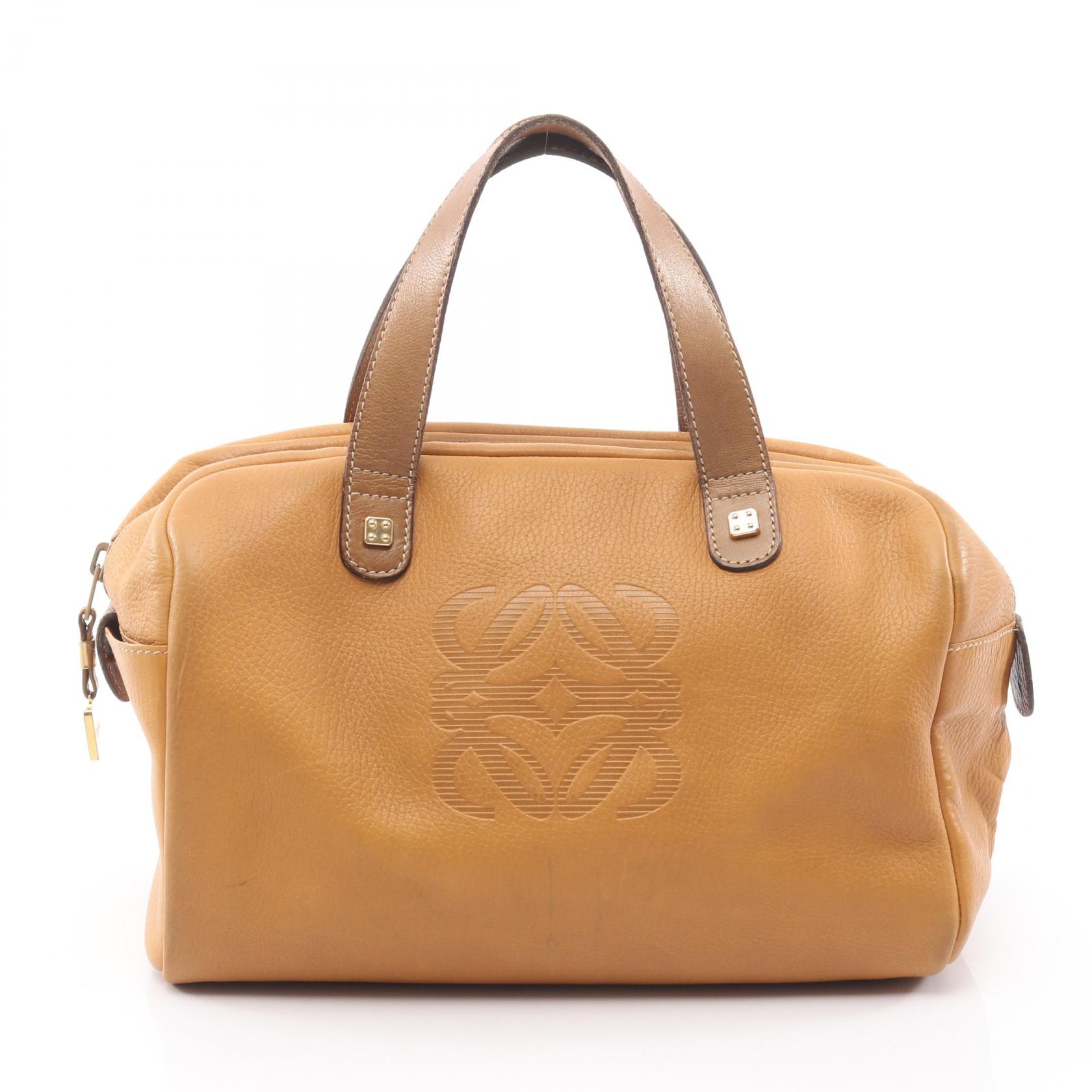≪5%OFFクーポン&まとめ買い10% ~7/26 9:59〆≫ロエベ LOEWE アナグラム ハンドバッグ バッグ レザー レディース ブラウン系 【中古】|BRANDOFF TOKYO