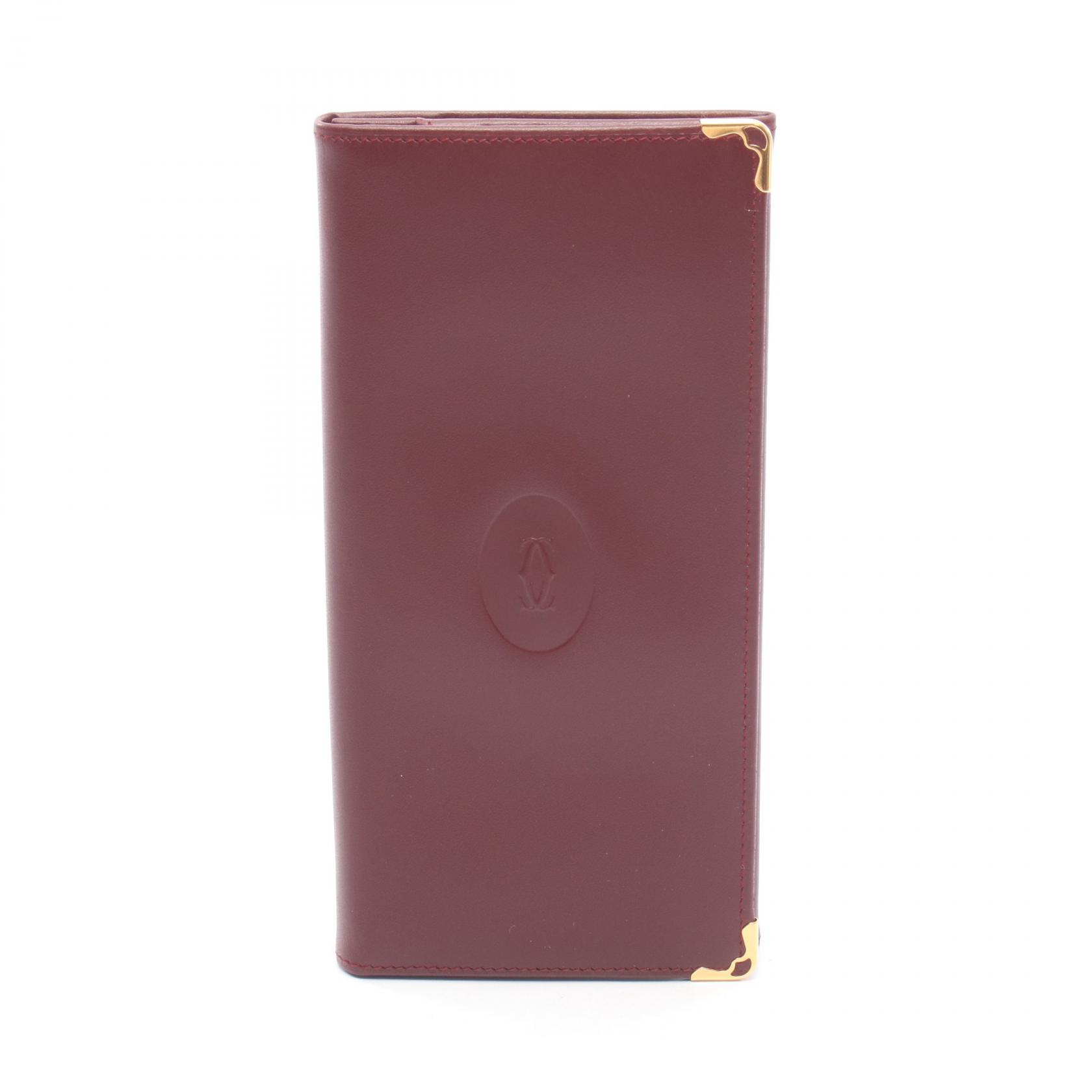 ≪5%OFFクーポン＆まとめ買い10% ～7/26 9:59〆≫カルティエ CARTIER マストライン 二つ折り長財布 財布 レザー レディース ボルドー系 【中古】｜BRANDOFF TOKYO