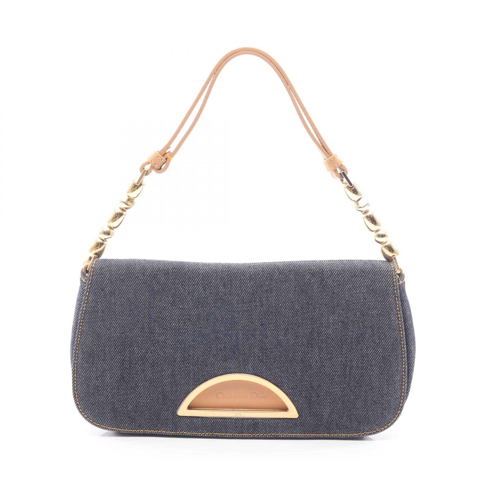 ≪5%OFFクーポン＆まとめ買い10% ～7/26 9:59〆≫ディオール Dior マリスパール ハンドバッグ バッグ デニム レザー レディース ネイビー系 / ベージュ系 【中古】｜BRANDOFF TOKYO
