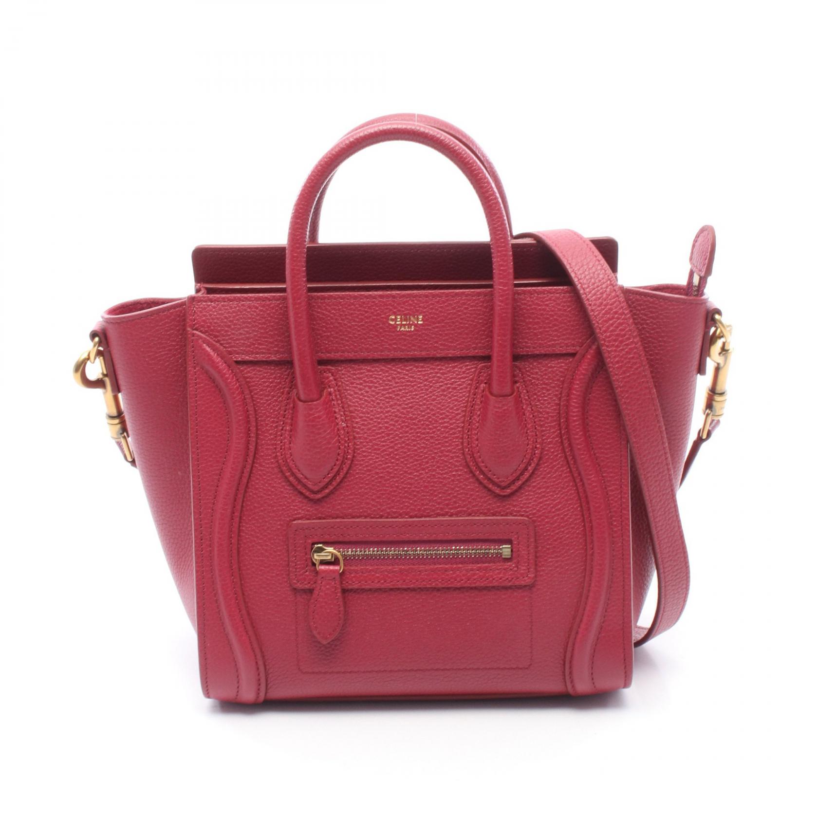 ≪5%OFFクーポン＆まとめ買い10% ～7/26 9:59〆≫セリーヌ CELINE ラゲージ ナノショッパー 2WAY ハンドバッグ バッグ レザー レディース ピンク系 189243 【中古】｜BRANDOFF TOKYO