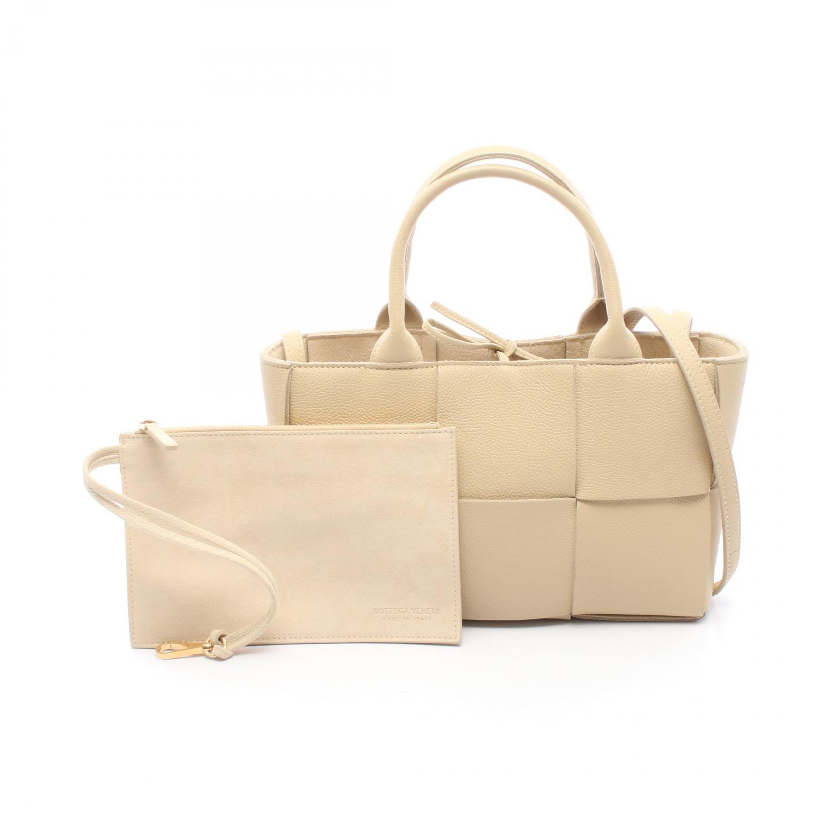 ≪5%OFFクーポン＆まとめ買い10% ～7/26 9:59〆≫ボッテガヴェネタ BOTTEGA VENETA ミニアルコ 2WAY トートバッグ バッグ レザー レディース ベージュ系 【中古】｜BRANDOFF TOKYO