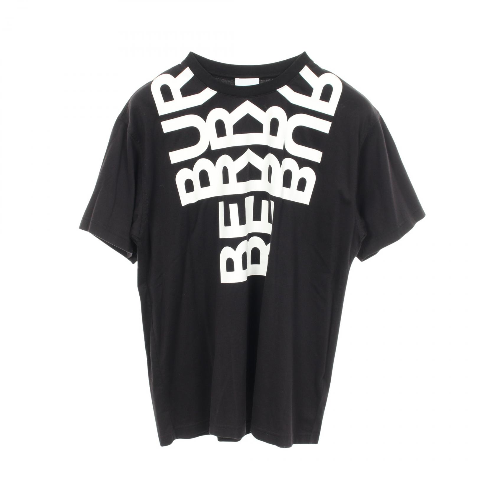 ≪5%OFFクーポン＆まとめ買い10% ～7/26 9:59〆≫バーバリー BURBERRY ロゴプリント 半袖Tシャツ 衣料品 トップス コットン メンズ ブラック系 【中古】｜BRANDOFF TOKYO