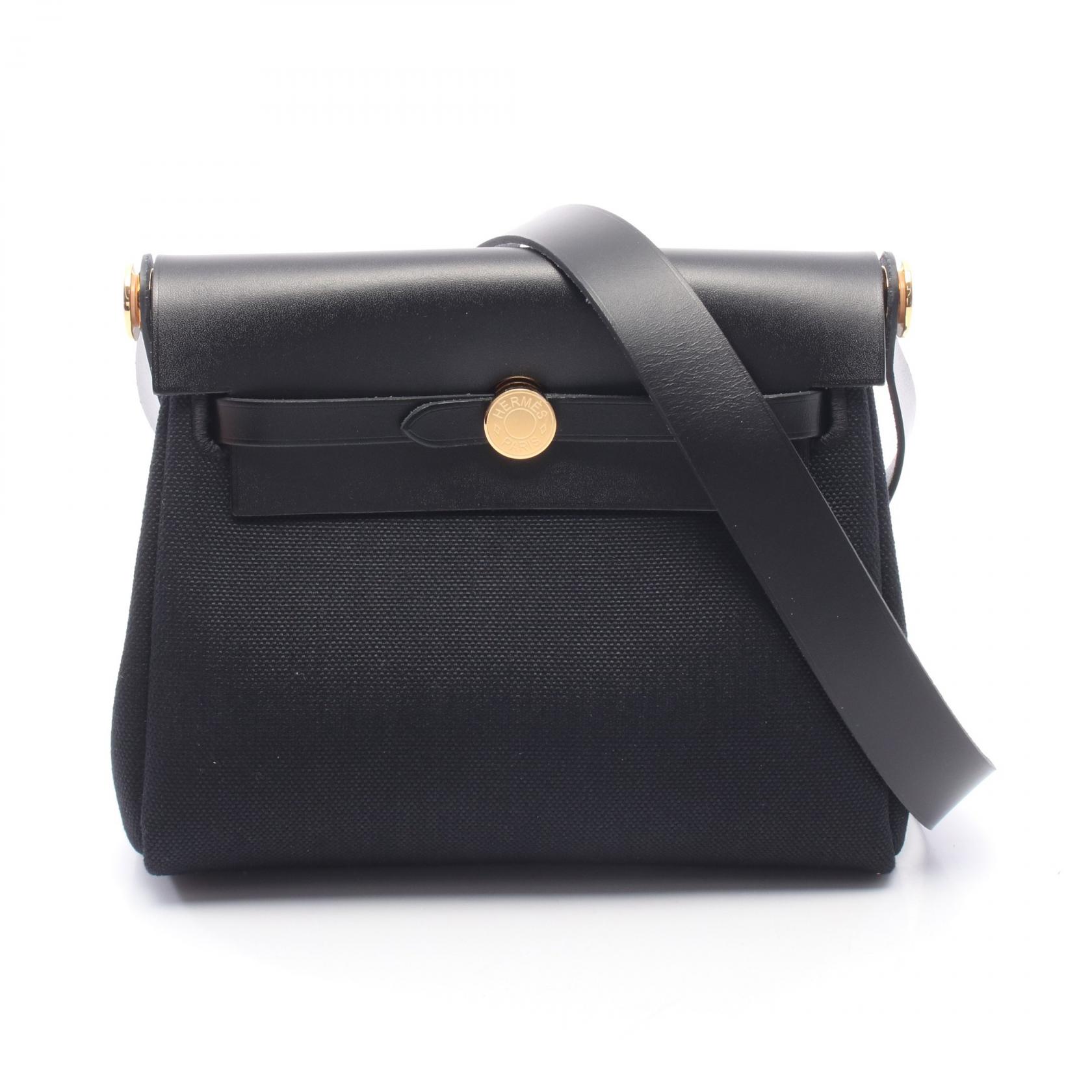 ≪5%OFFクーポン&まとめ買い10% ~7/26 9:59〆≫エルメス HERMES エールバッグジップ ミニ ショルダーバッグ バッグ キャンバス レザー トワルミリタリー / ヴァッシュハンター トワルミリタリー レディース ブラック系 086430CC 【中古】|BRANDOFF TOKYO