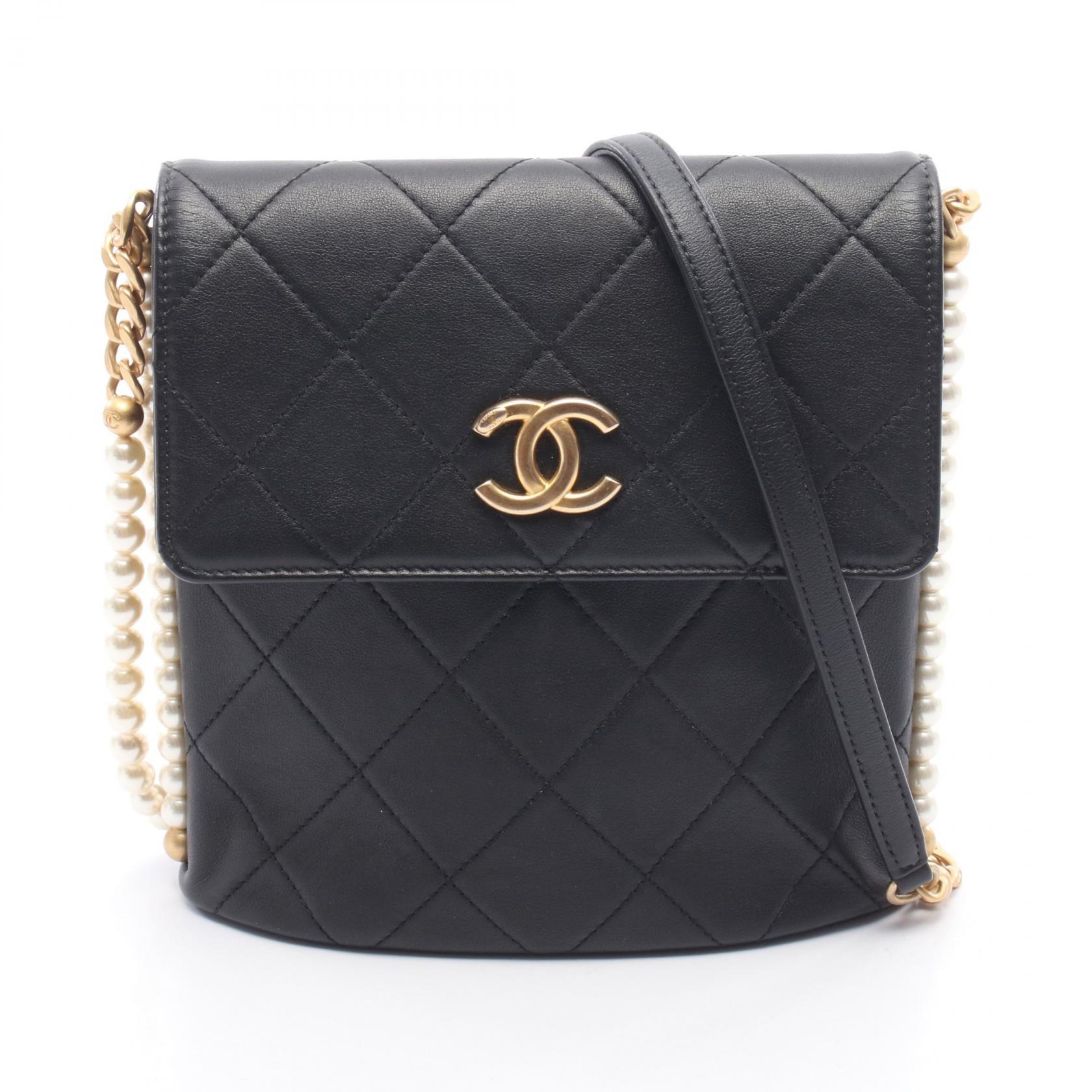 ≪5%OFFクーポン＆まとめ買い10% ～7/26 9:59〆≫シャネル CHANEL マトラッセ フェイクパール ショルダーバッグ ショルダーバッグ バッグ レザー レディース ブラック系 AS2503 【中古】｜BRANDOFF TOKYO