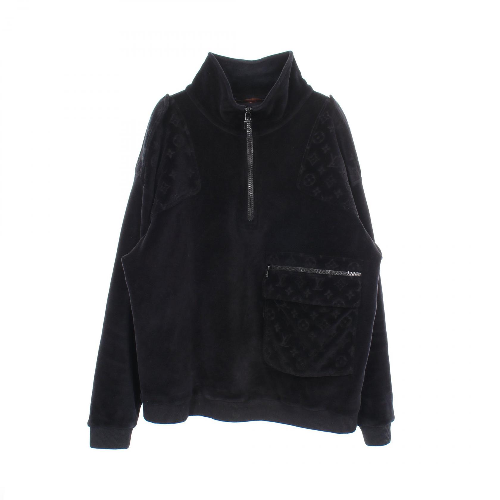≪5%OFFクーポン&まとめ買い10% ~7/26 9:59〆≫ルイ・ヴィトン LOUIS VUITTON モノグラム エンボス加工 ハーフジップ ブルゾン 衣料品 アウター コットン メンズ ブラック系 RM191 JZA HGY82W 【中古】|BRANDOFF TOKYO