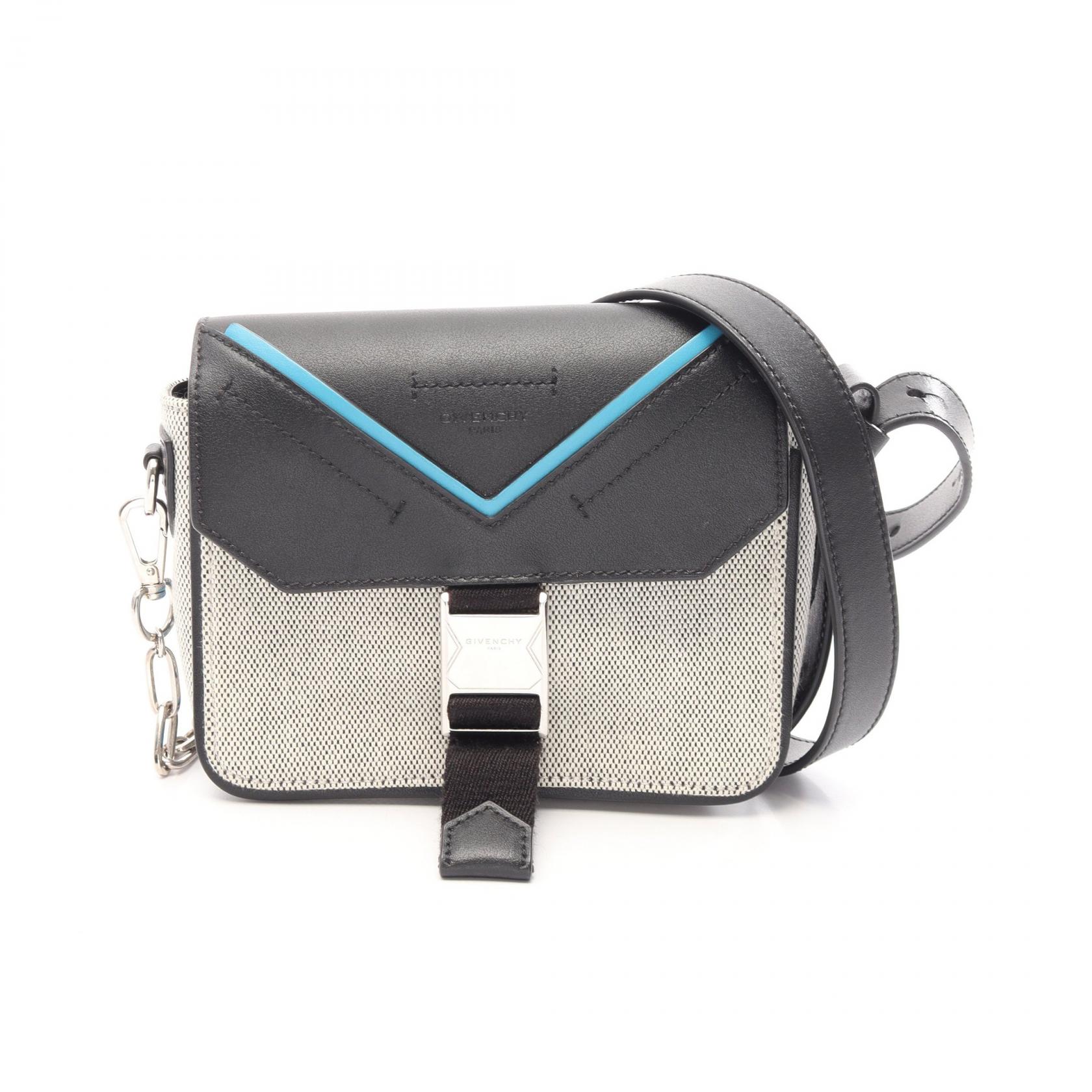 ≪5%OFFクーポン&まとめ買い10% ~7/26 9:59〆≫ジバンシィ GIVENCHY ショルダーバッグ バッグ キャンバス レザー レディース ブラック系 / ブルー系 / グレー系 【中古】|BRANDOFF TOKYO