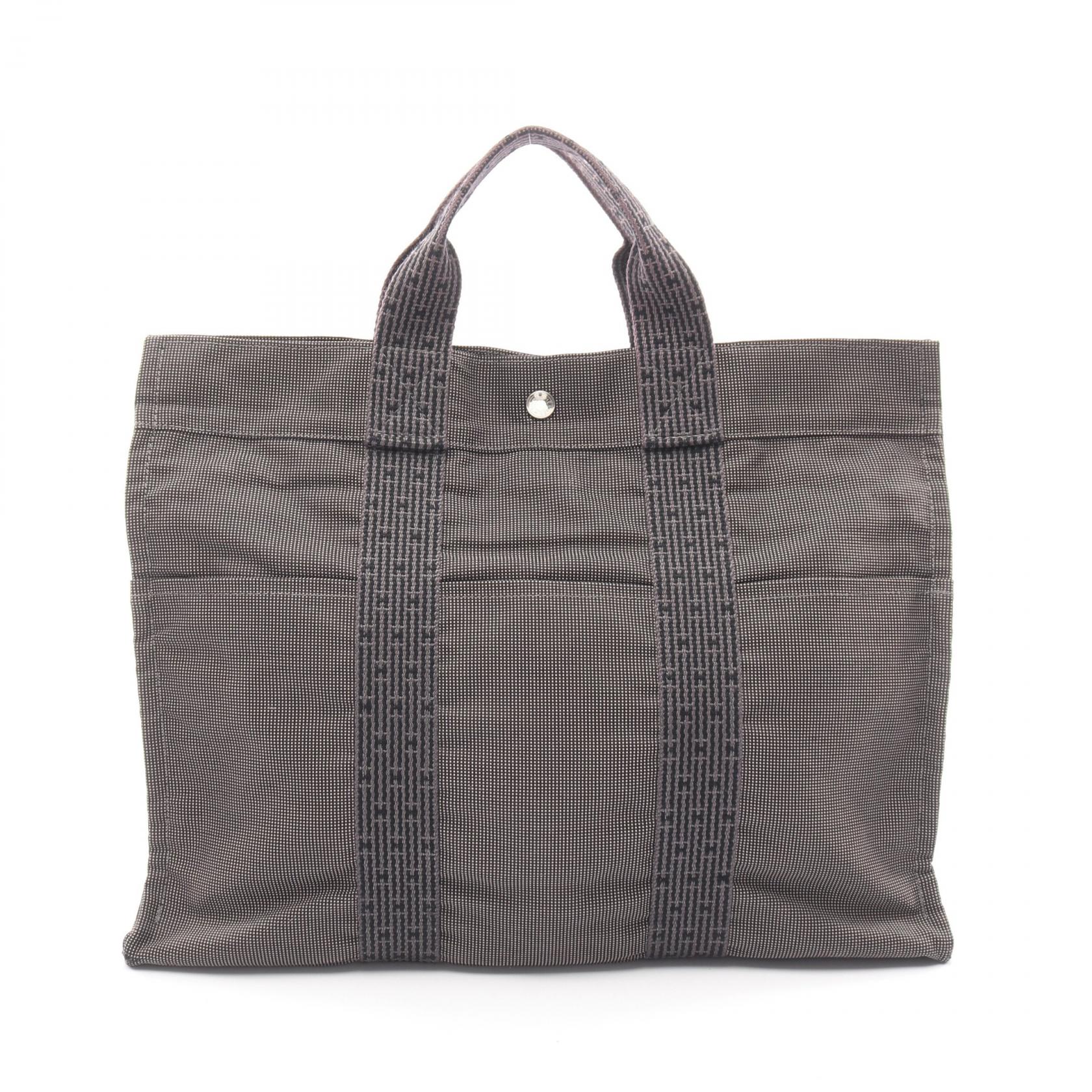 ≪5%OFFクーポン&まとめ買い10% ~7/26 9:59〆≫エルメス HERMES エールラインMM トートバッグ バッグ ナイロンキャンバス メンズ レディース グレー系 【中古】|BRANDOFF TOKYO