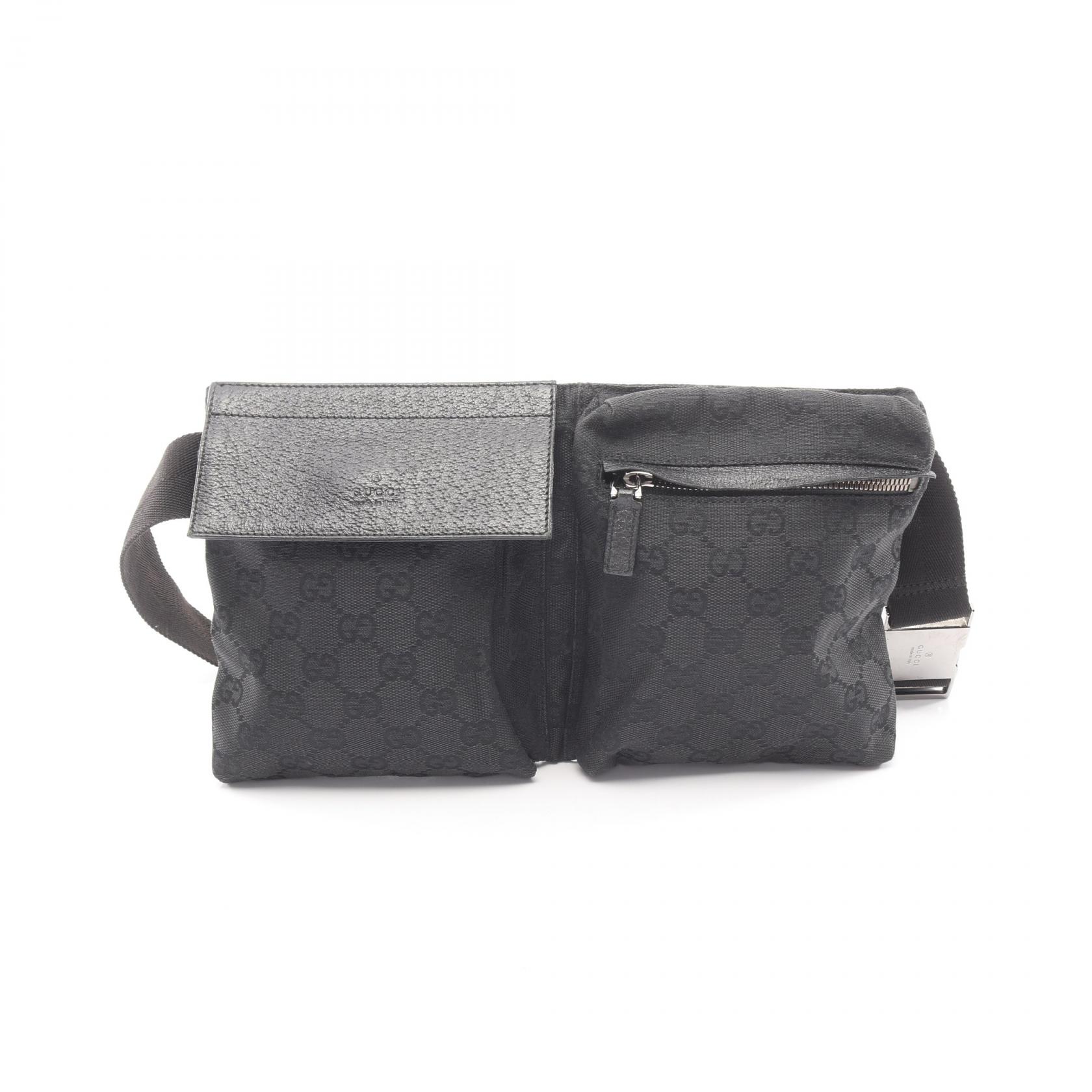 ≪5%OFFクーポン&まとめ買い10% ~7/26 9:59〆≫グッチ GUCCI GGキャンバス ウエストバッグ ボディバッグ バッグ キャンバス レザー メンズ レディース ブラック系 28566 【中古】|BRANDOFF TOKYO