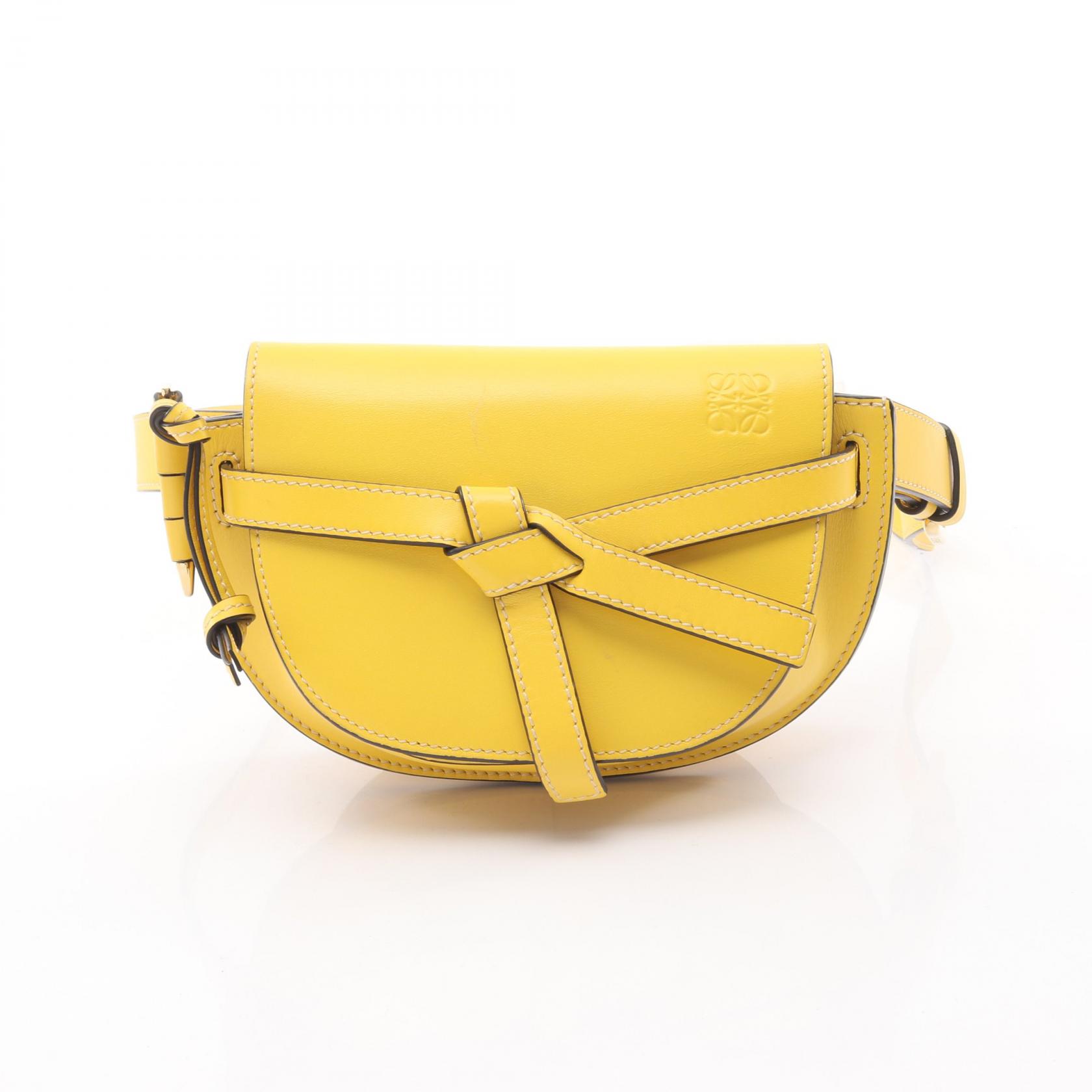 ≪5%OFFクーポン＆まとめ買い10% ～7/26 9:59〆≫ロエベ LOEWE ゲート デュアル ミニ ウエストバッグ ボディバッグ バッグ レザー レディース イエロー系 【中古】｜BRANDOFF TOKYO