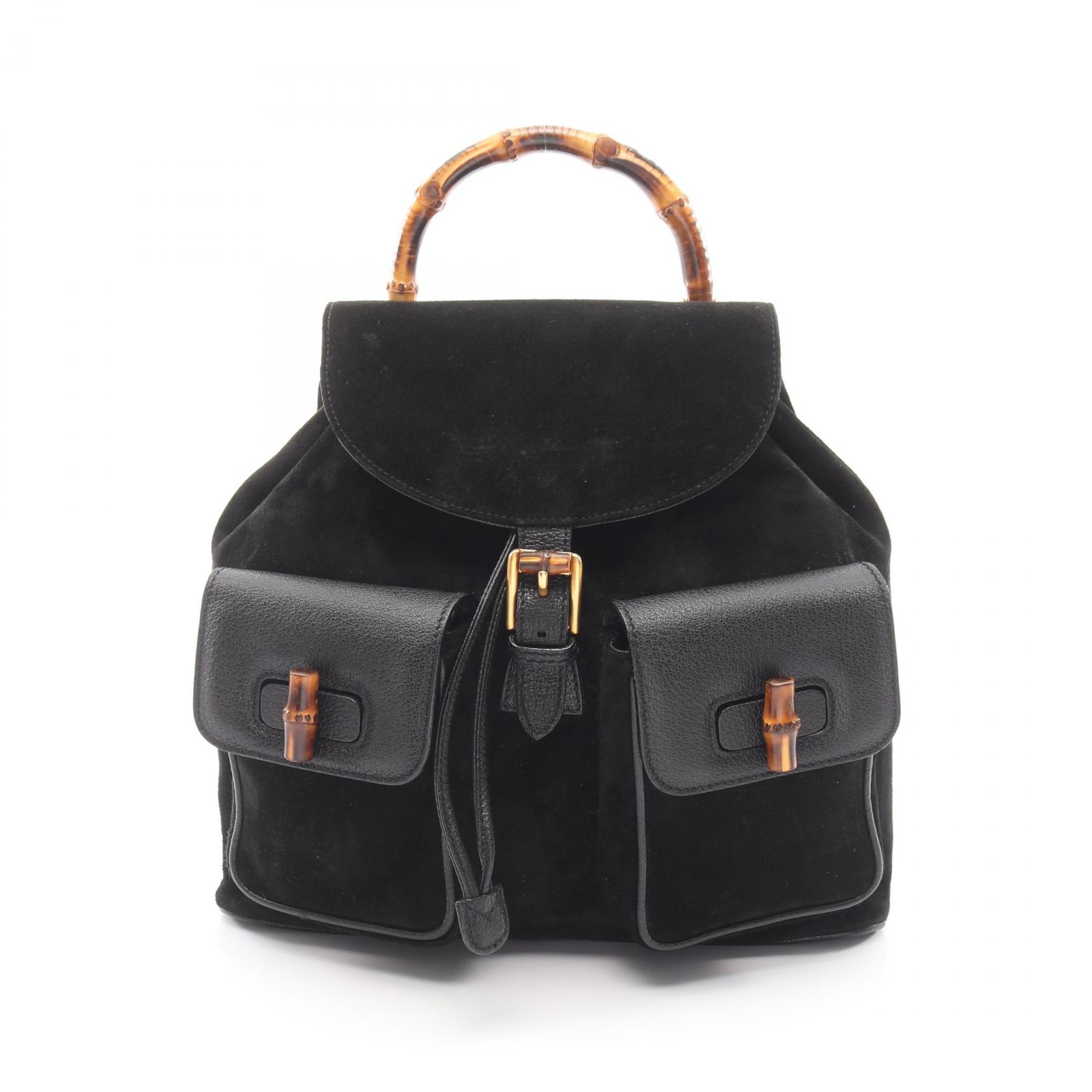 ≪5%OFFクーポン＆まとめ買い10% ～7/26 9:59〆≫グッチ GUCCI バンブー リュックサック バックパック バッグ スウェード レザー レディース ブラック系 003 2058 0016 【中古】｜BRANDOFF TOKYO