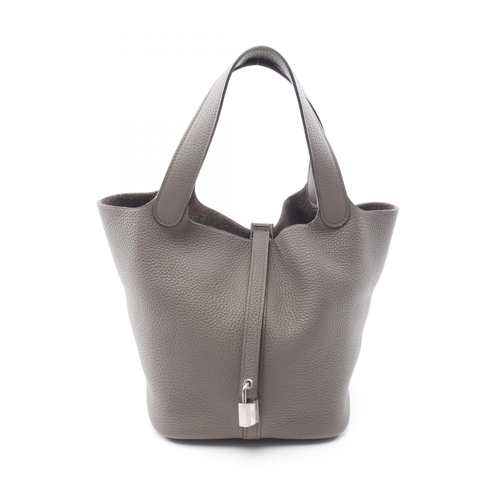 ≪5%OFFクーポン＆まとめ買い10% ～7/26 9:59〆≫エルメス HERMES ピコタンロックMM エタン ハンドバッグ バッグ レザー トリヨンクレマンス レディース グレー系 【中古】｜BRANDOFF TOKYO
