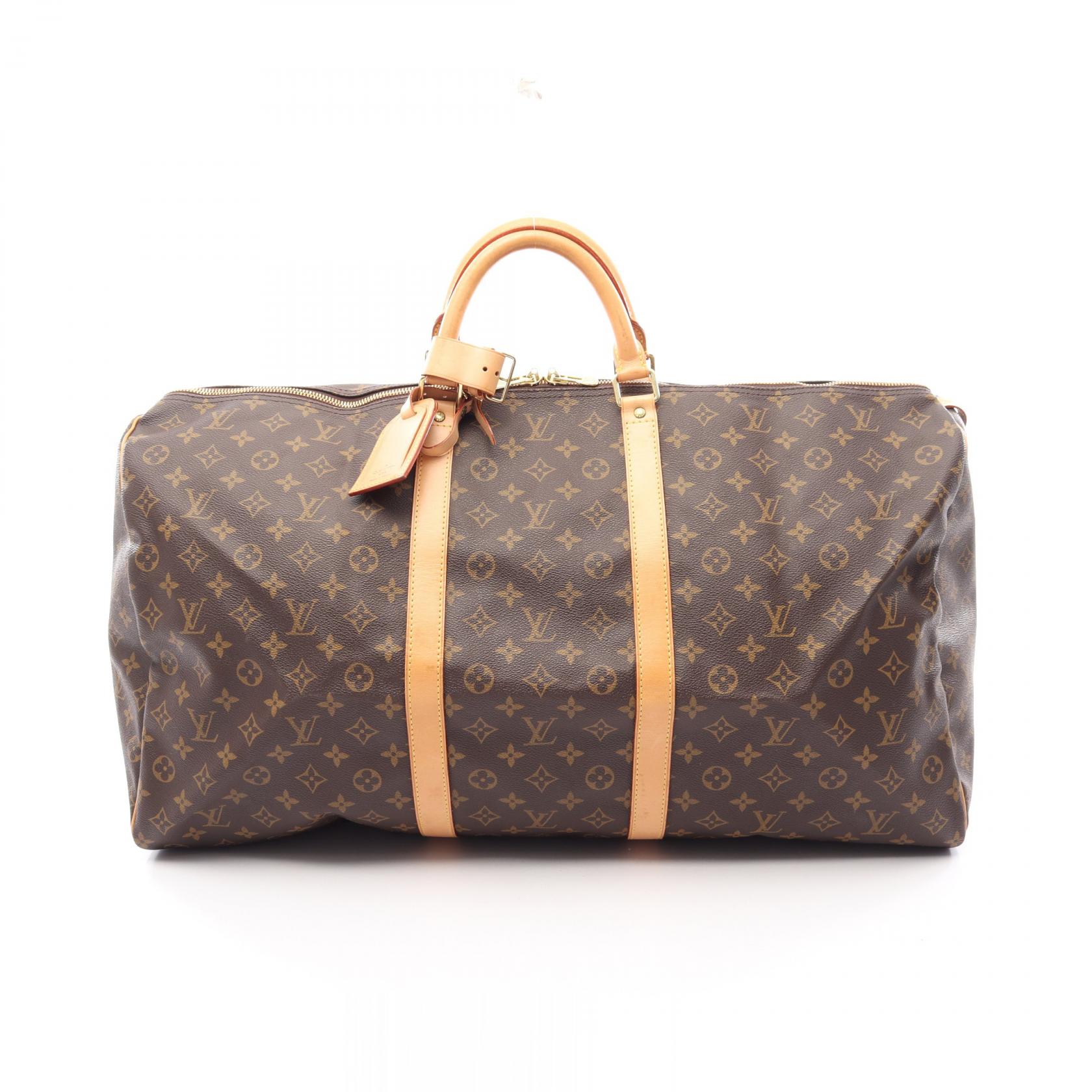≪5%OFFクーポン＆まとめ買い10% ～7/26 9:59〆≫ルイ・ヴィトン LOUIS VUITTON キーポル60 ボストンバッグ バッグ PVCコーティングキャンバス レザー モノグラム メンズ レディース ブラウン系 M41422 【中古】｜BRANDOFF TOKYO