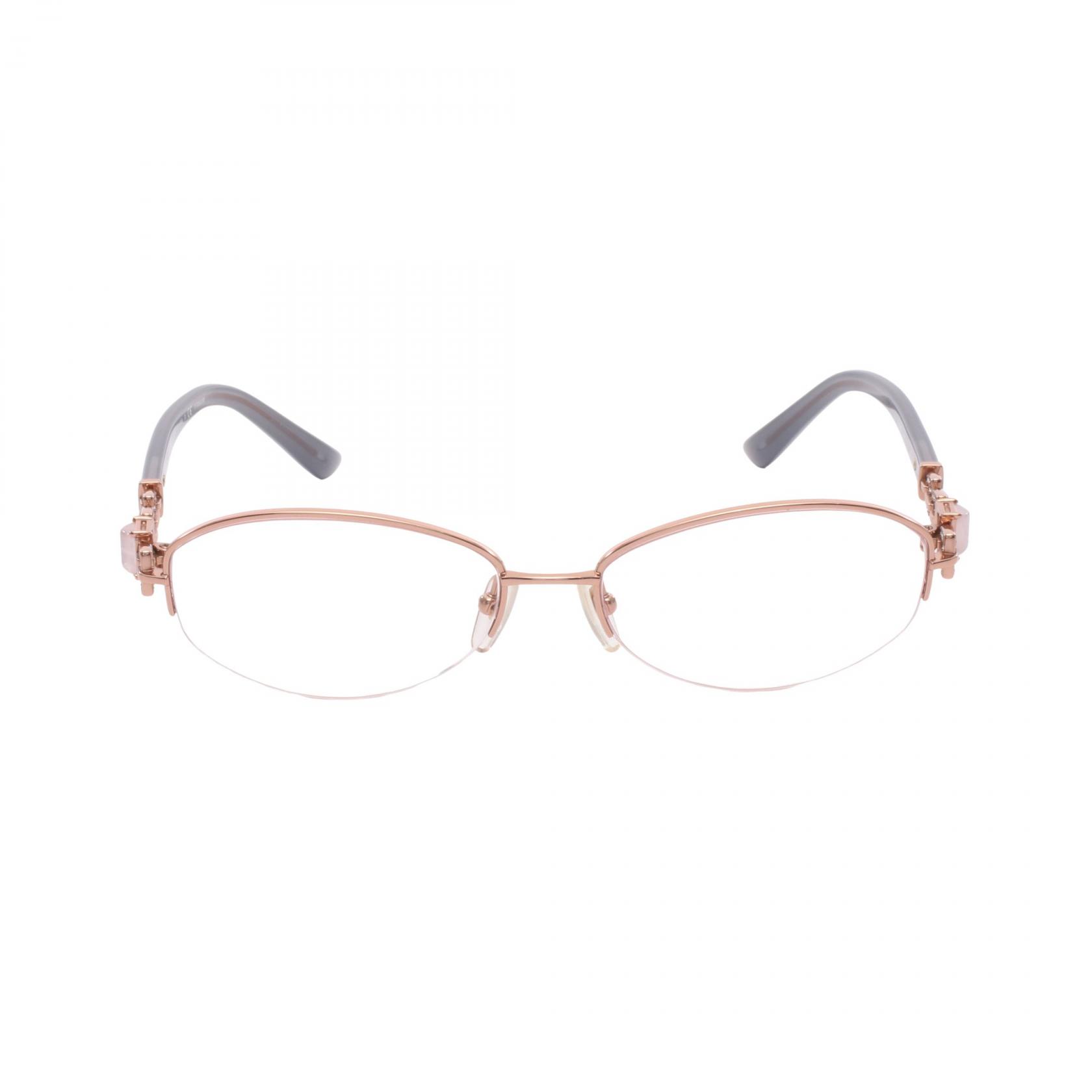 ≪5%OFFクーポン＆まとめ買い10% ～7/26 9:59〆≫ブルガリ BVLGARI 度入り ハーフリム メガネ 衣料品 GP / プラスチック / ラインストーン レディース ゴールド系 / グレー系 2183BD 【中古】｜BRANDOFF TOKYO 13,604円