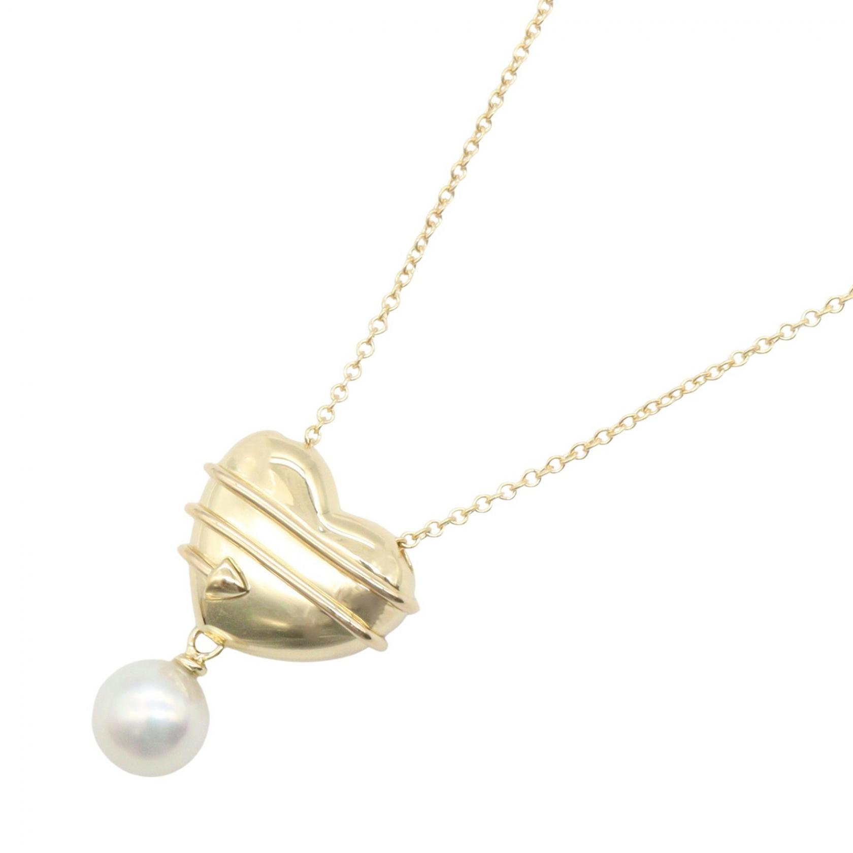 ≪5%OFFクーポン&まとめ買い10% ~7/26 9:59〆≫ティファニー TIFFANY&CO ハート&アロー パール ネックレス ネックレス ジュエリー K18(イエローゴールド) パール レディース ゴールド系 / ホワイト系 【中古】|BRANDOFF TOKYO