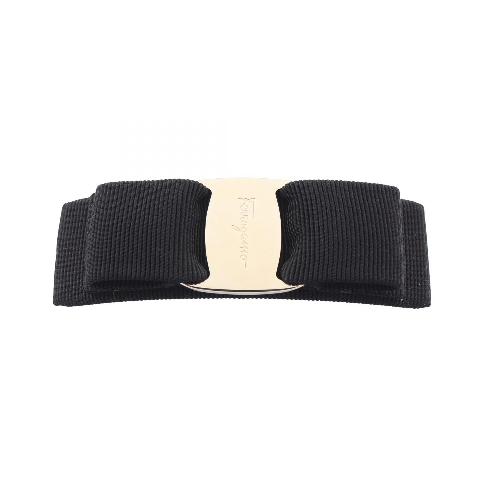 ≪5%OFFクーポン＆まとめ買い10% ～7/26 9:59〆≫サルヴァトーレフェラガモ Salvatore Ferragamo ヴァラリボン バレッタ アクセサリー GP（ゴールドメッキ） キャンバス レディース ブラック系 / ゴールド系 495450342019 【新品】｜BRANDOFF TOKYO 19,199円