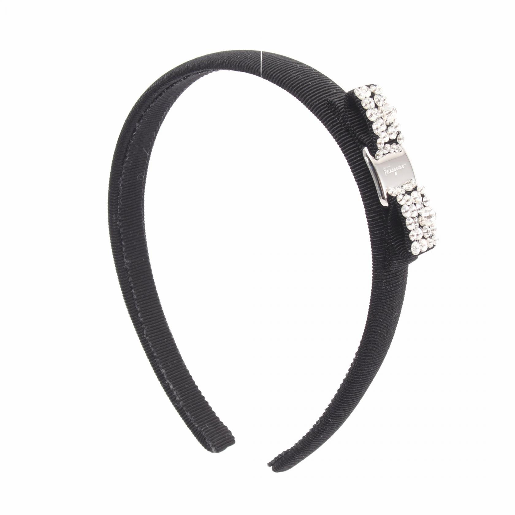 ≪5%OFFクーポン＆まとめ買い10% ～7/26 9:59〆≫サルヴァトーレフェラガモ Salvatore Ferragamo ヴァラリボン カチューシャ 衣料品 コットン / プラスチック / ラインストーン レディース ブラック系 713034347581 【新品】｜BRANDOFF TOKYO