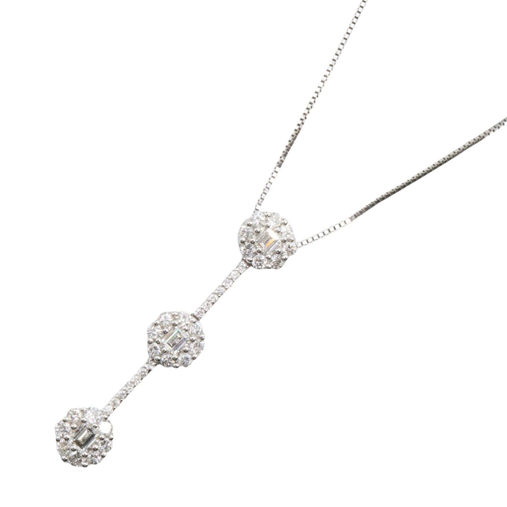 ≪5%OFFクーポン＆まとめ買い10% ～7/26 9:59〆≫ジュエリー JEWELRY ダイヤネックレス ネックレス ジュエリー K18WG（ホワイトゴールド） ダイヤモンド レディース シルバー系 / クリア系 ﾀﾞｲﾔ 7g 【中古】｜BRANDOFF TOKYO