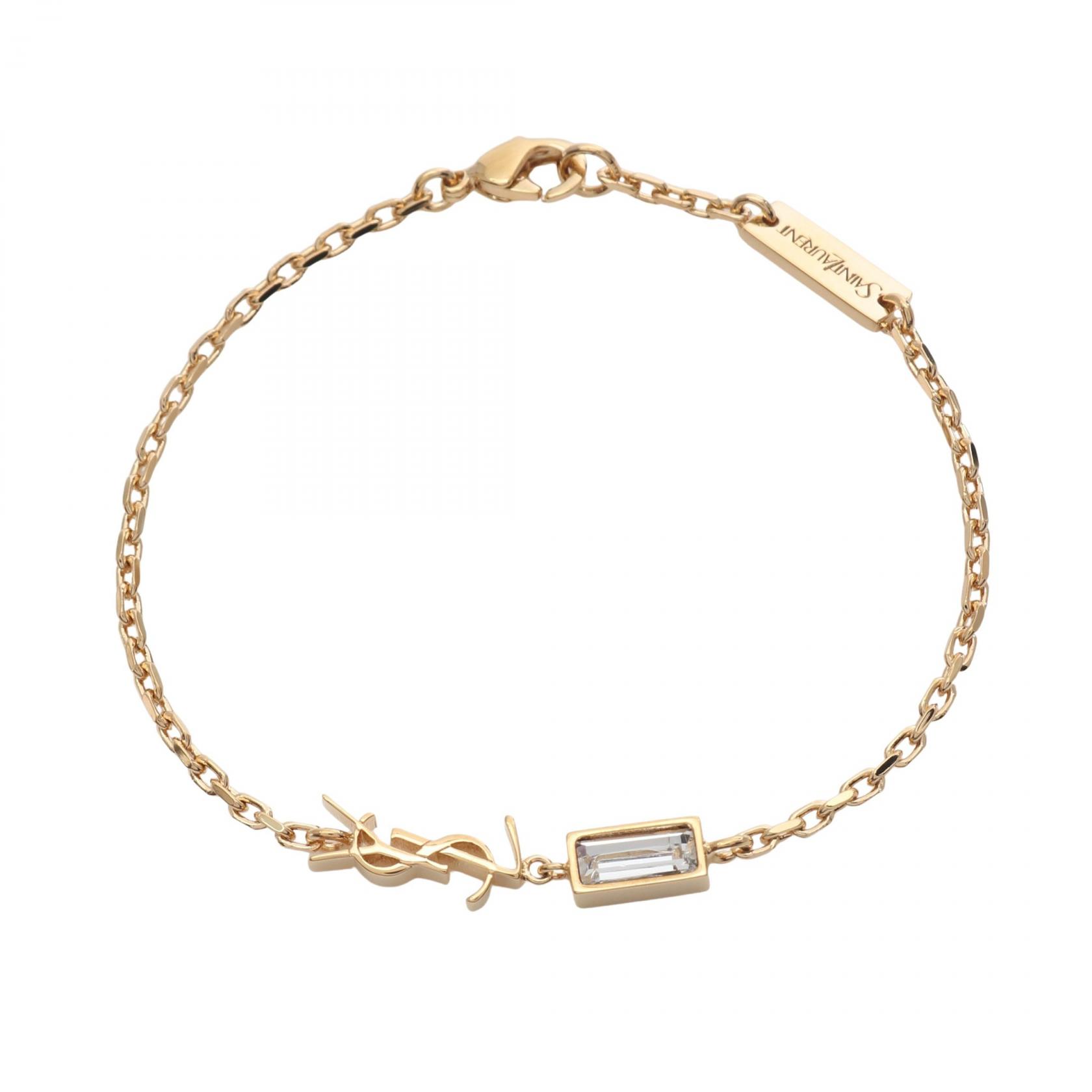 ≪5%OFFクーポン＆まとめ買い10% ～7/26 9:59〆≫サンローランパリ SAINT LAURENT PARIS カサンドラ ブレスレット アクセサリー GP（ゴールドメッキ） ラインストーン レディース ゴールド系 / クリア系 862050Y15268066M 【新品】｜BRANDOFF TOKYO