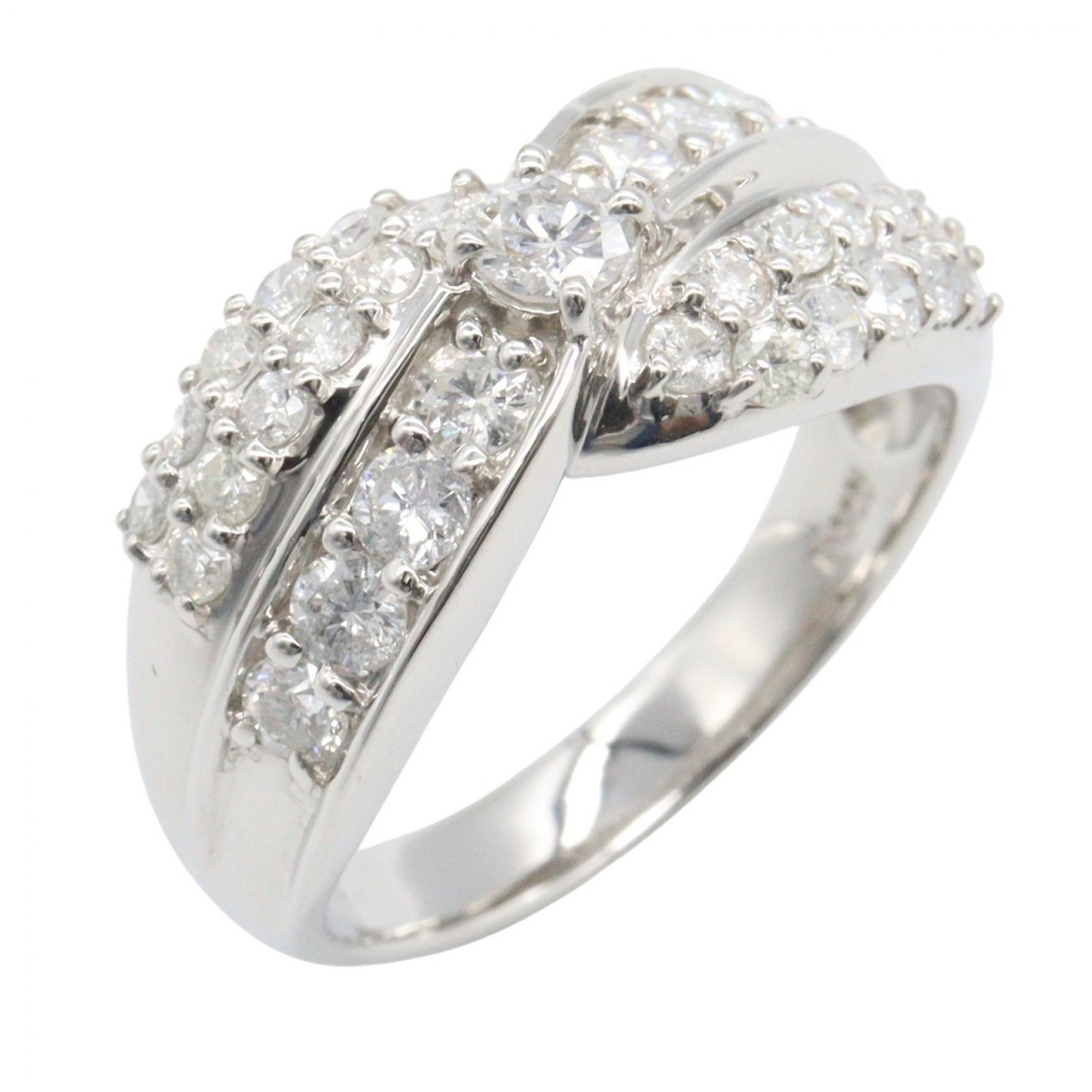 ≪5%OFFクーポン＆まとめ買い10% ～7/26 9:59〆≫ジュエリー JEWELRY ダイヤリング リング・指輪 ジュエリー Pt900プラチナ ダイヤモンド レディース シルバー系 / クリア系 ﾀﾞｲﾔ 8.0g 【中古】｜BRANDOFF TOKYO