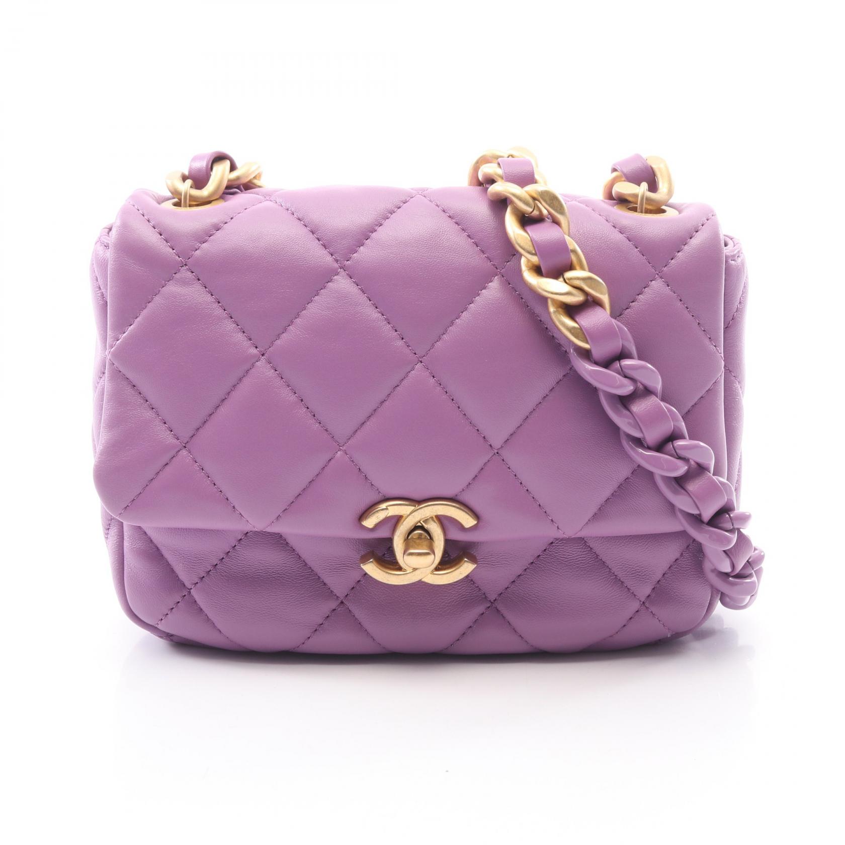 ≪5%OFFクーポン&まとめ買い10% ~7/26 9:59〆≫シャネル CHANEL ミニマトラッセ コンビ金具 ショルダーバッグ バッグ ラムスキン(羊革) レディース パープル系 AS3205 【中古】|BRANDOFF TOKYO