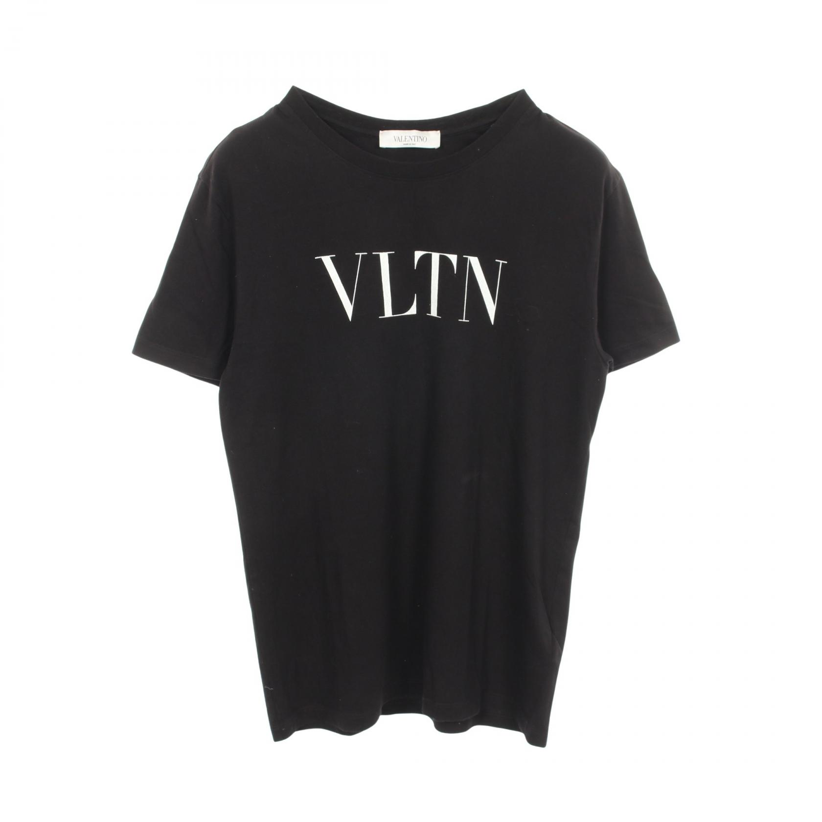 ≪5%OFFクーポン＆まとめ買い10% ～7/26 9:59〆≫ヴァレンチノ Valentino VLTNロゴ プリント クルーネック 半袖Tシャツ 衣料品 トップス コットン メンズ ブラック系 【中古】｜BRANDOFF TOKYO