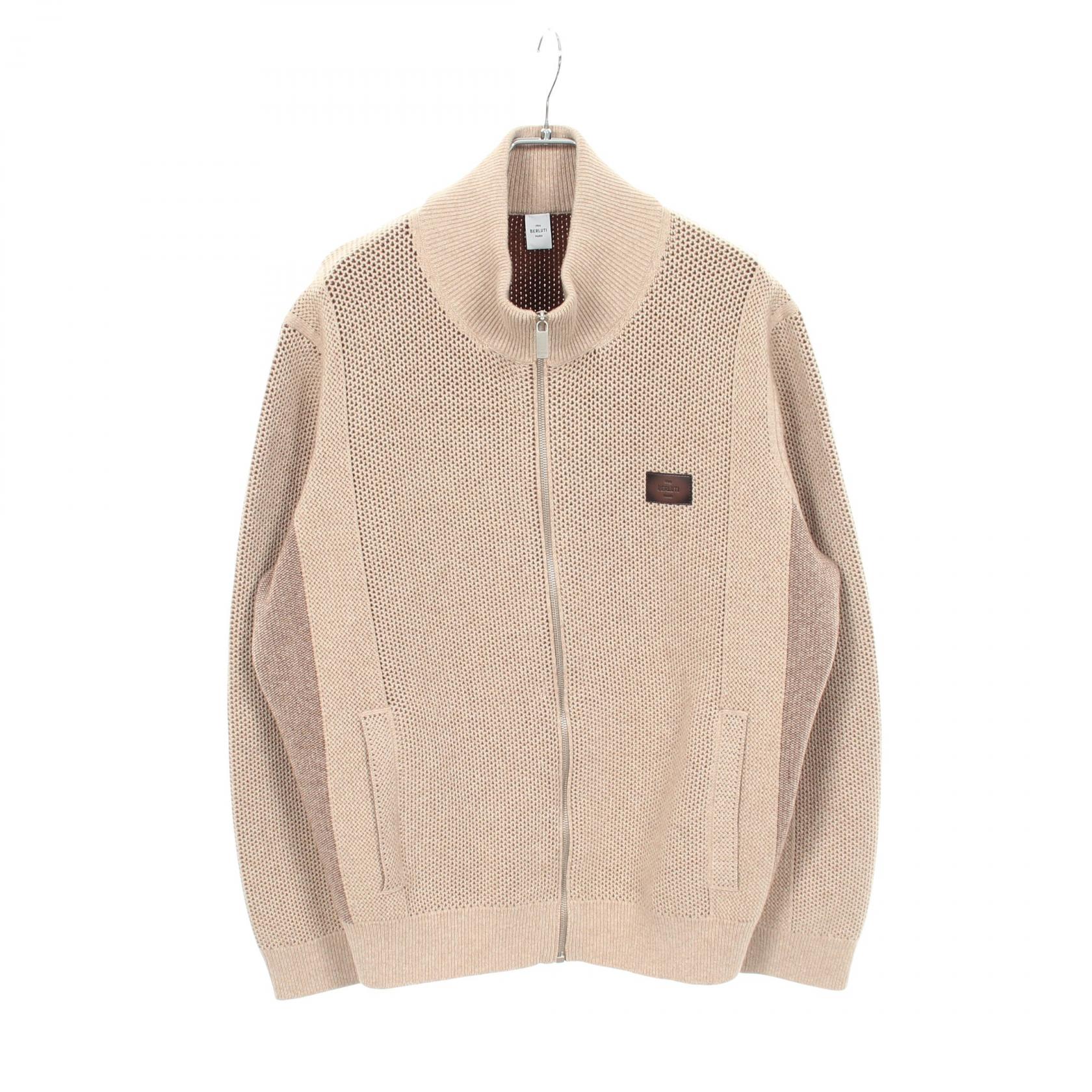 ≪5%OFFクーポン＆まとめ買い10% ～7/26 9:59〆≫ベルルッティ Berluti ジップアップ ニット 衣料品 アウター ウール カシミヤ メンズ ベージュ系 【中古】｜BRANDOFF TOKYO