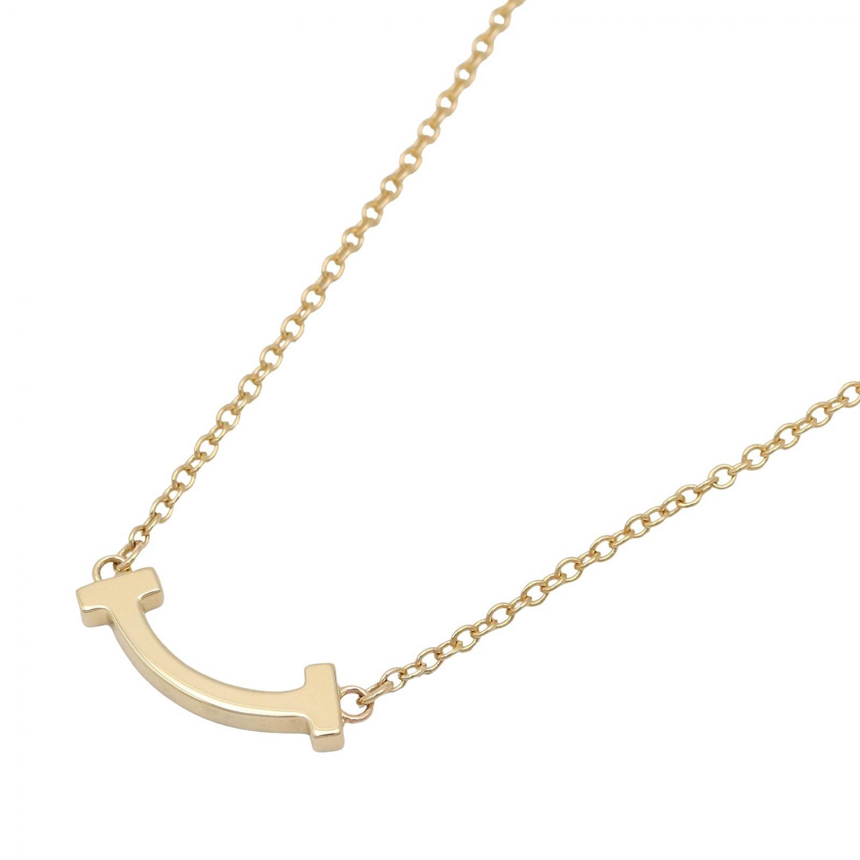 ≪5%OFFクーポン＆まとめ買い10% ～7/26 9:59〆≫ティファニー TIFFANY＆CO Tスマイルミニ ネックレス ネックレス ジュエリー K18（イエローゴールド） メンズ レディース ゴールド系 62617640 【中古】｜BRANDOFF TOKYO