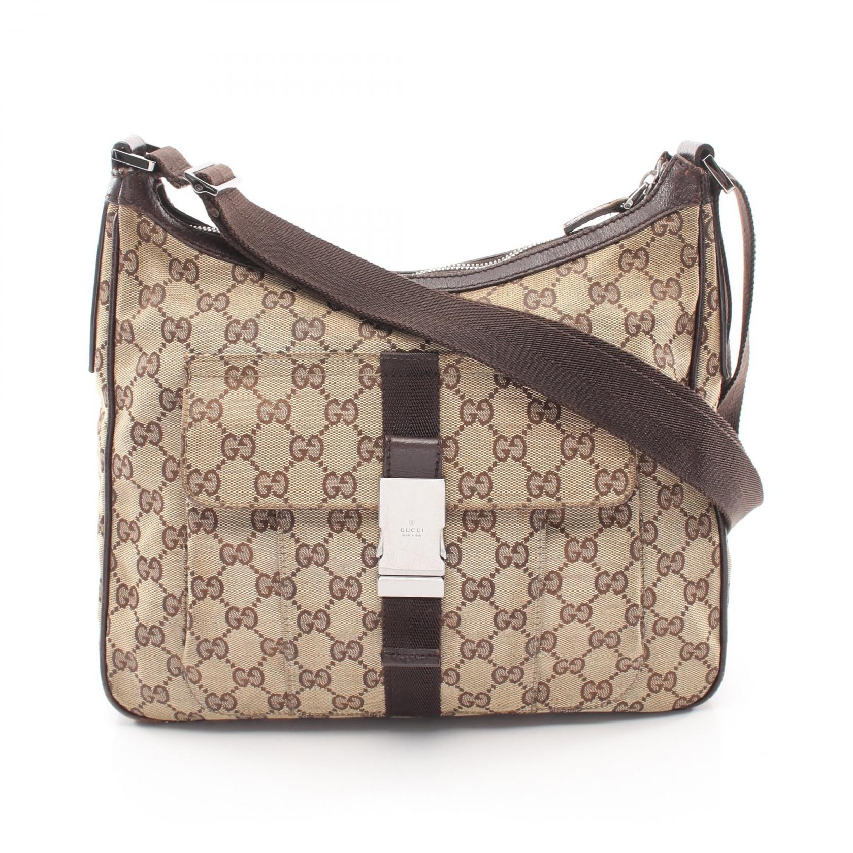 ≪5%OFFクーポン&まとめ買い10% ~7/26 9:59〆≫グッチ GUCCI GGキャンバス ショルダーバッグ バッグ キャンバス レザー レディース ベージュ系 / ブラウン系 131211 【中古】|BRANDOFF TOKYO