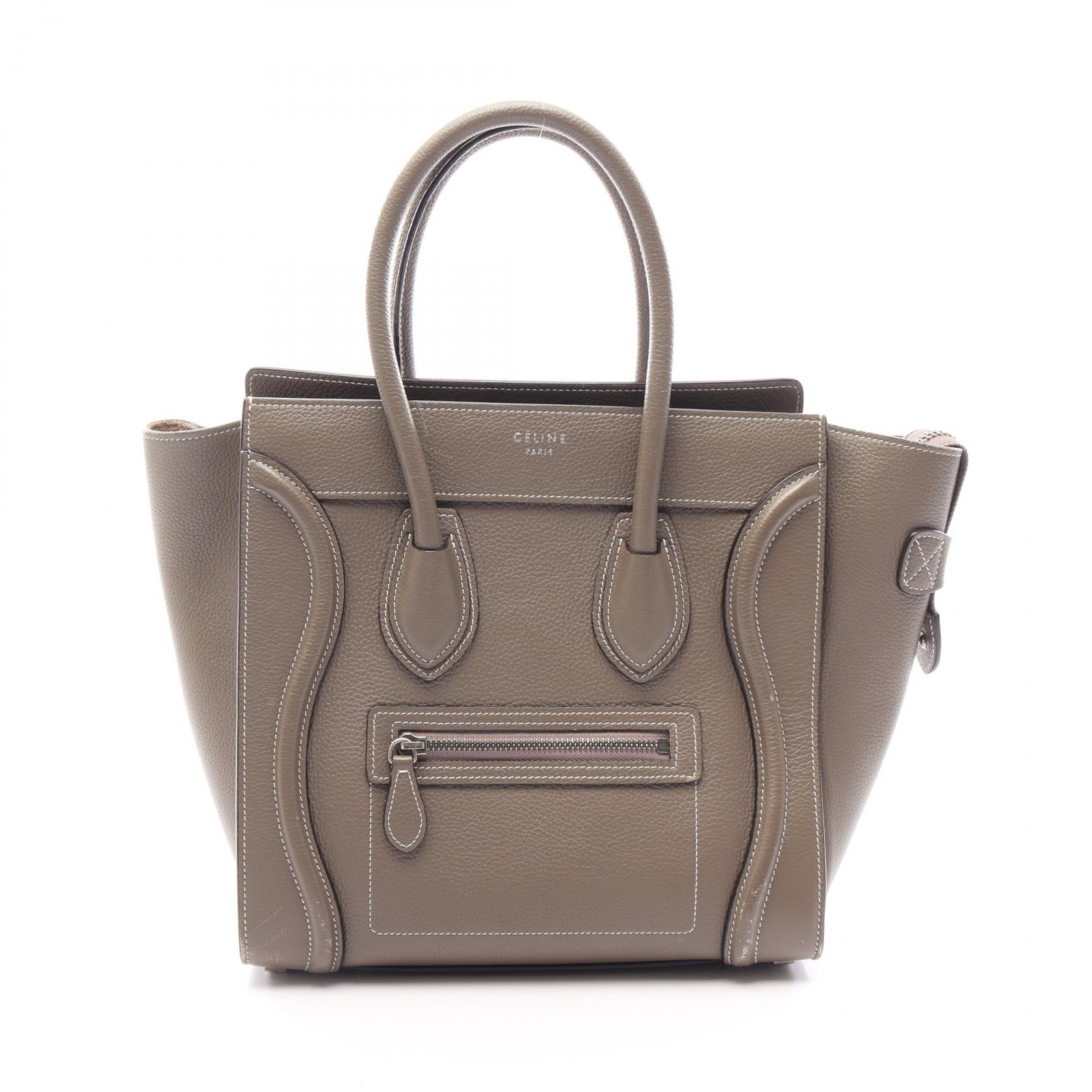 セリーヌ CELINE ラゲージ マイクロ ショッパー ハンドバッグ バッグ レザー レディース ベージュ系 【中古】｜BRANDOFF TOKYO