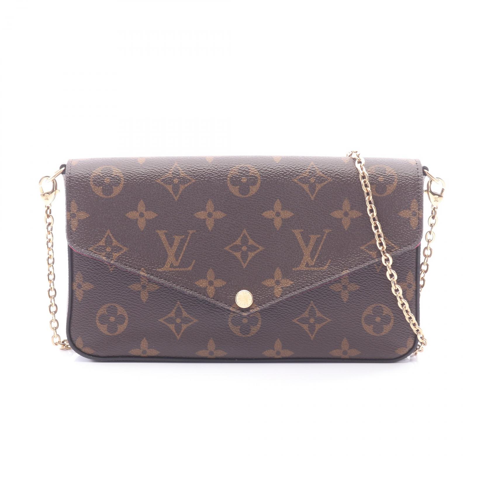 ≪5%OFFクーポン＆まとめ買い10% ～7/26 9:59〆≫ルイ・ヴィトン LOUIS VUITTON ポシェット フェリシー モノグラム フューシャ ショルダーバッグ バッグ PVCコーティングキャンバス レザー レディース ブラウン系 M61276 【中古】｜BRANDOFF TOKYO