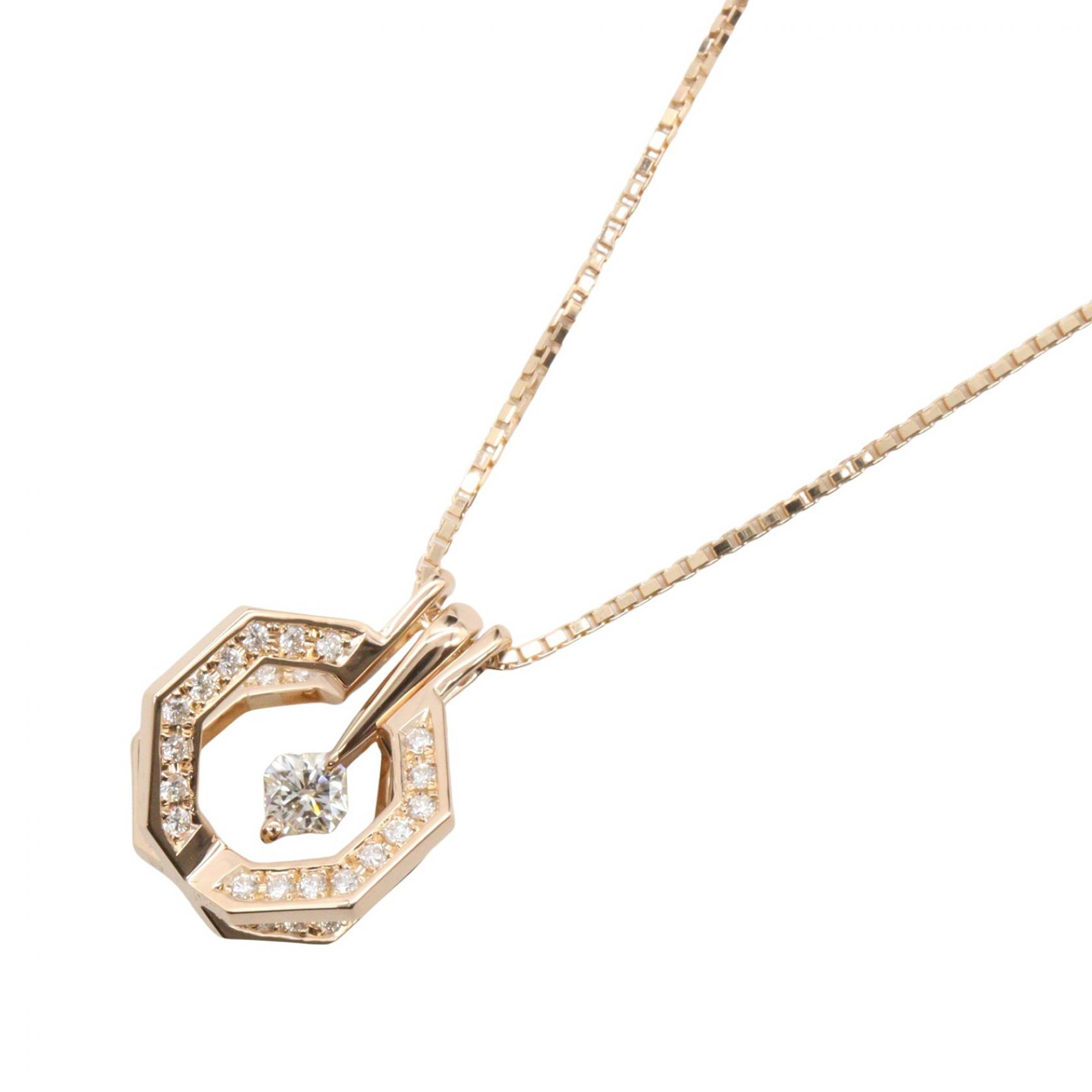 ≪5%OFFクーポン＆まとめ買い10% ～7/26 9:59〆≫ジュエリー JEWELRY ダイヤモンド ネックレス ネックレス ジュエリー K18PG（ピンクゴールド） ダイヤモンド レディース ゴールド系 / クリア系 ﾀﾞｲﾔ 6.9g 【中古】｜BRANDOFF TOKYO