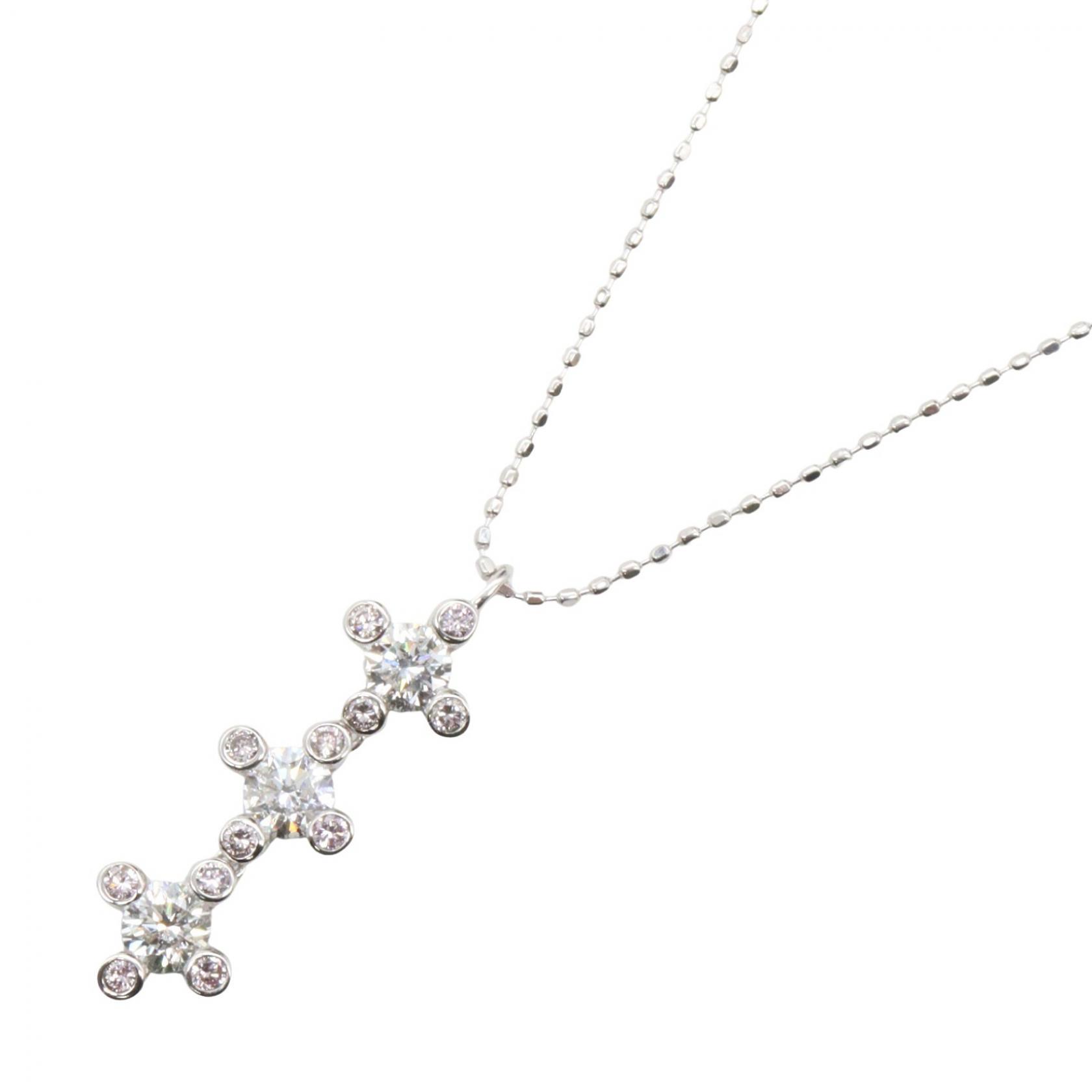 ≪5%OFFクーポン＆まとめ買い10% ～7/26 9:59〆≫ジュエリー JEWELRY ダイヤモンド ネックレス ネックレス ジュエリー K18WG（ホワイトゴールド） ダイヤモンド レディース シルバー系 / クリア系 / ピンク系 ﾀﾞｲﾔ 3.0g 【中古】｜BRANDOFF TOKYO