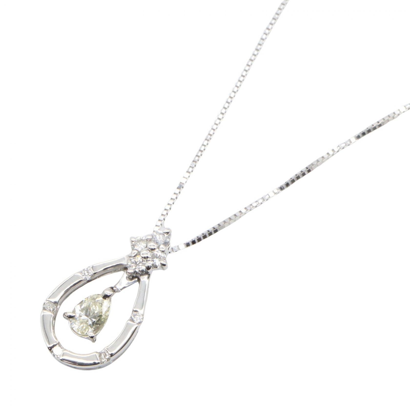≪5%OFFクーポン＆まとめ買い10% ～7/26 9:59〆≫ジュエリー JEWELRY ダイヤモンド ネックレス ネックレス ジュエリー K18WG（ホワイトゴールド） ダイヤモンド レディース シルバー系 / クリア系 / イエロー系 ﾀﾞｲﾔ 2.5g 【中古】｜BRANDOFF TOKYO