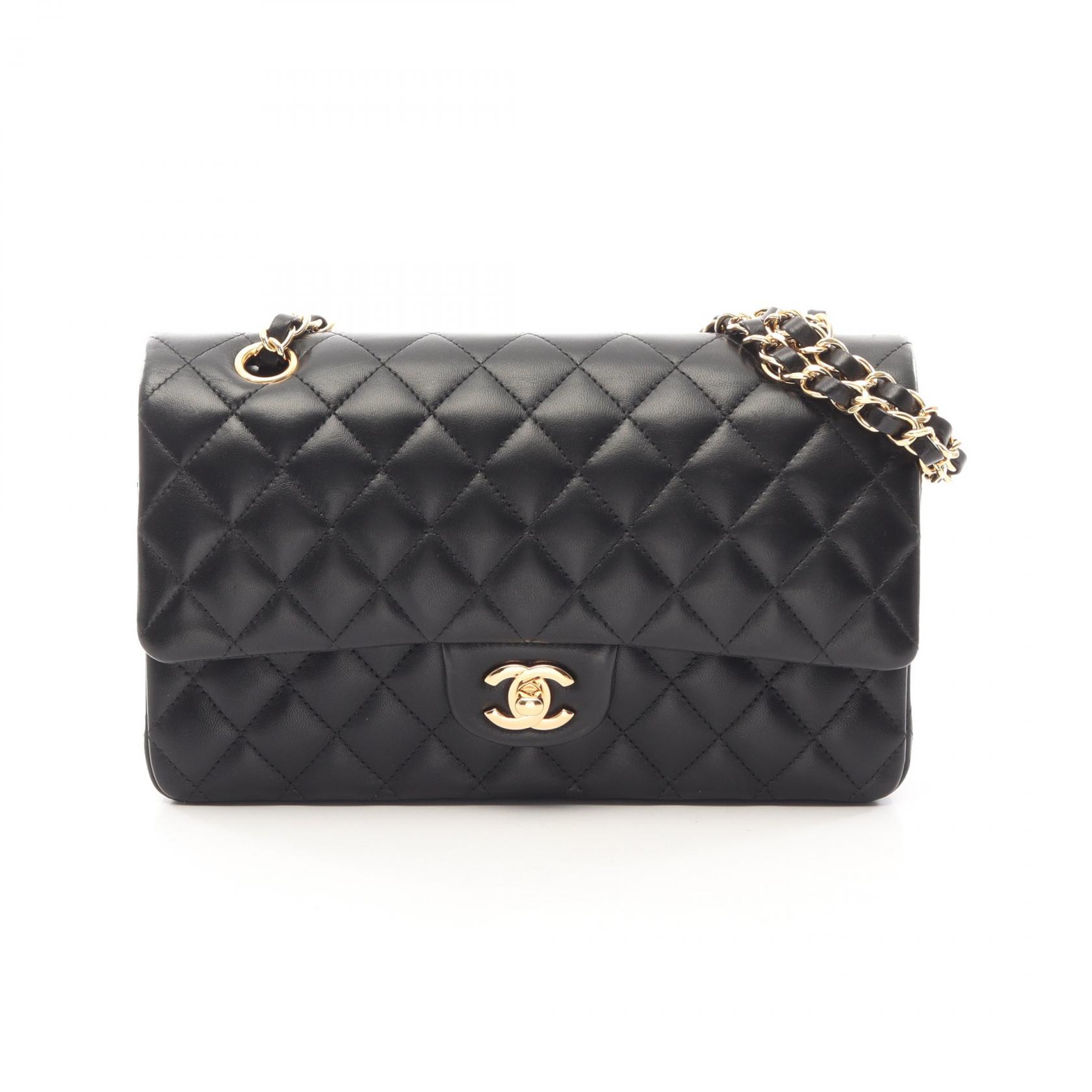 ≪5%OFFクーポン＆まとめ買い10% ～7/26 9:59〆≫シャネル CHANEL マトラッセ Wフラップ ショルダーバッグ バッグ ラムスキン（羊革） レディース ブラック系 A01112 【中古】｜BRANDOFF TOKYO