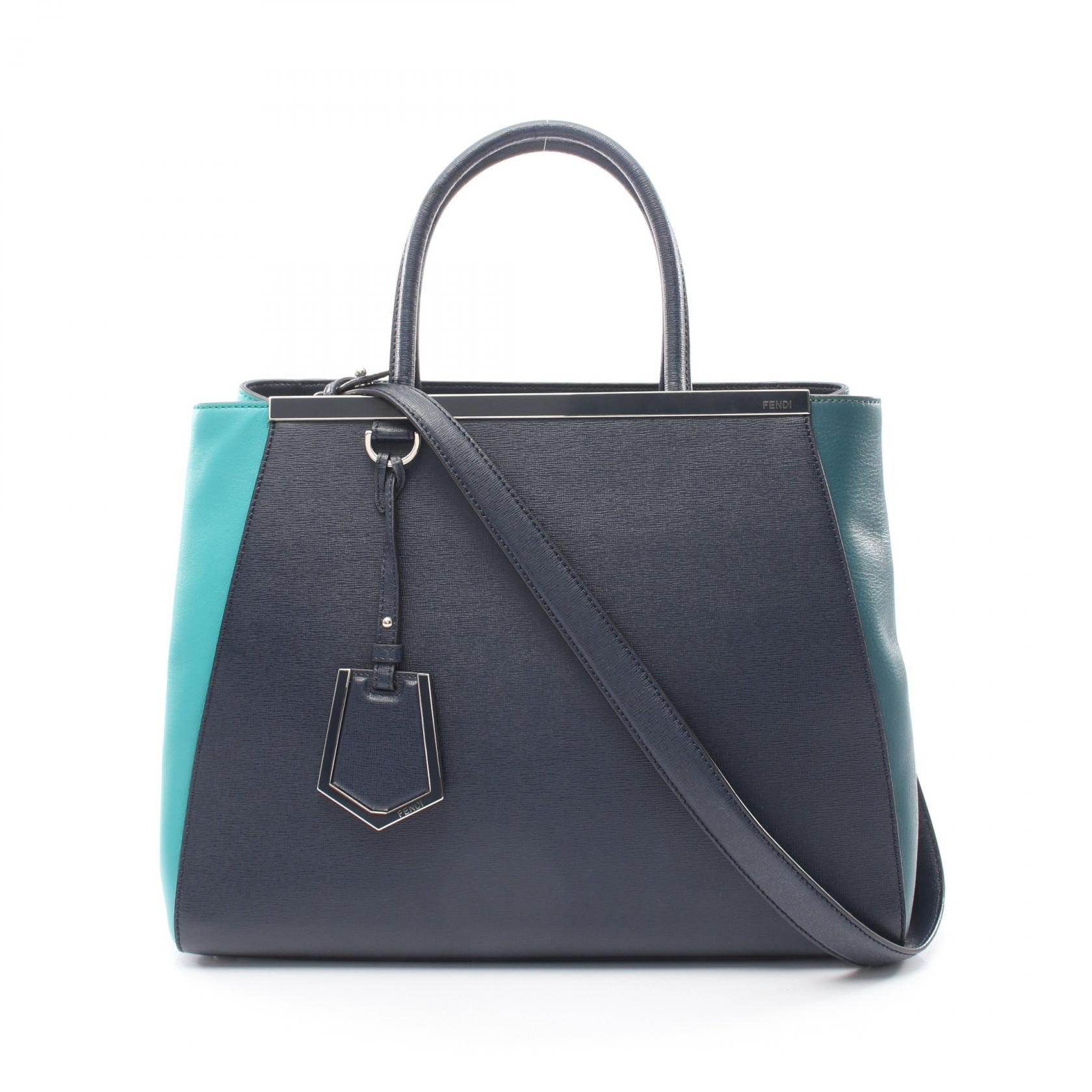 ≪5%OFFクーポン&まとめ買い10% ~7/26 9:59〆≫フェンディ FENDI 2JOURS トゥージュール 2WAY ハンドバッグ バッグ レザー レディース ネイビー系 / グリーン系 8BH250 【中古】|BRANDOFF TOKYO