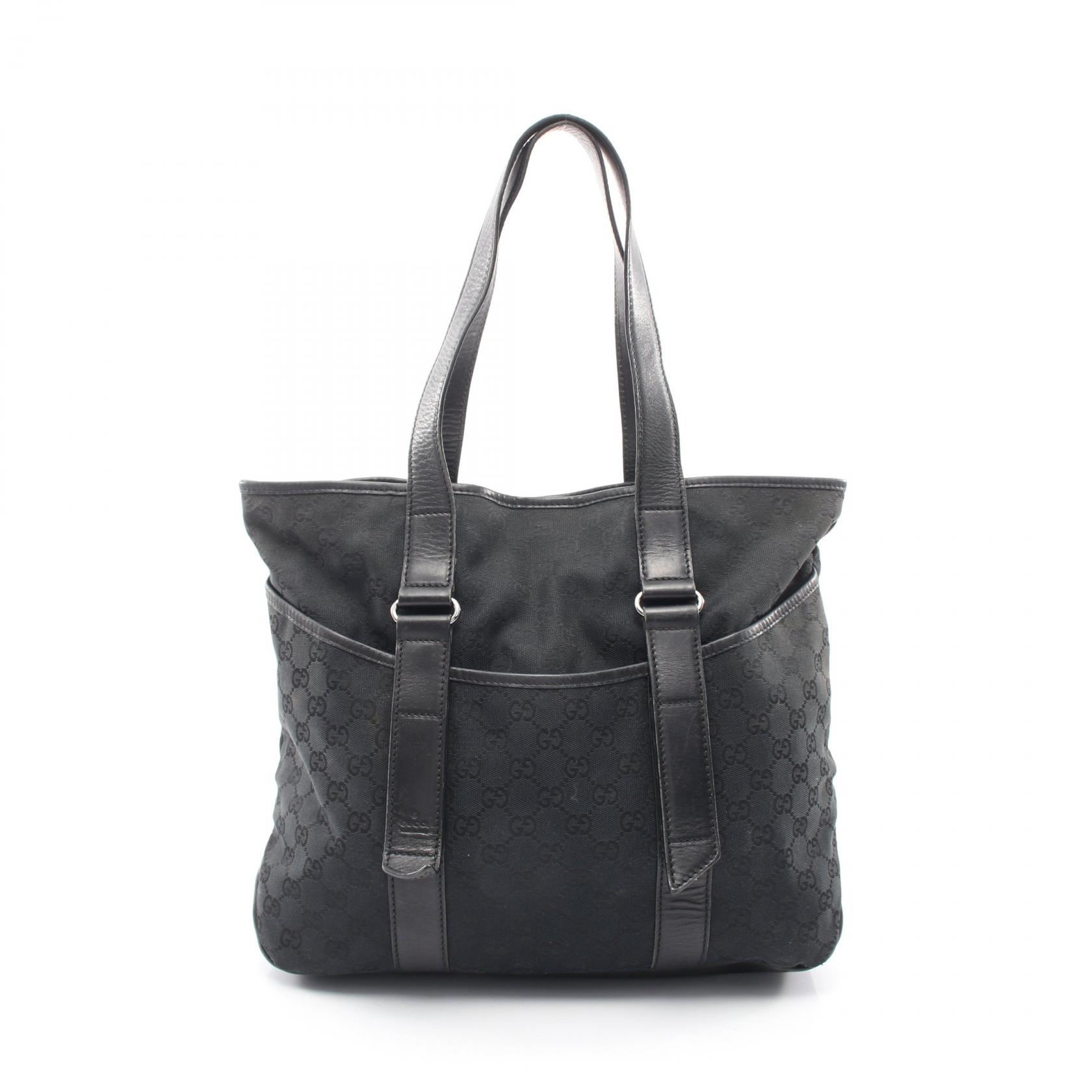 ≪5%OFFクーポン&まとめ買い10% ~7/26 9:59〆≫グッチ GUCCI GGキャンバス トートバッグ バッグ キャンバス レザー レディース ブラック系 145971 【中古】|BRANDOFF TOKYO
