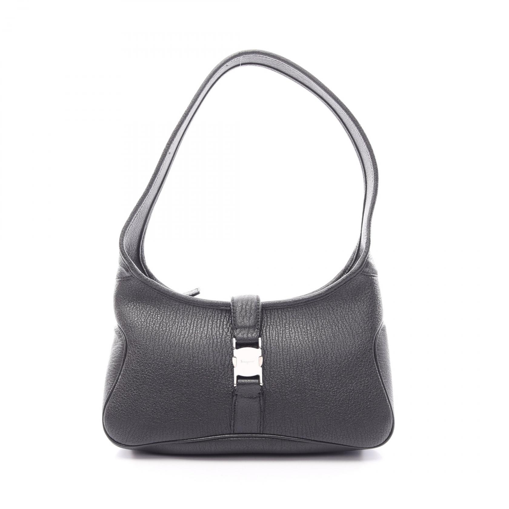 ≪5%OFFクーポン&まとめ買い10% ~7/26 9:59〆≫サルヴァトーレフェラガモ Salvatore Ferragamo ショルダーバッグ バッグ レザー レディース ブラック系 AU-21 0734 【中古】|BRANDOFF TOKYO