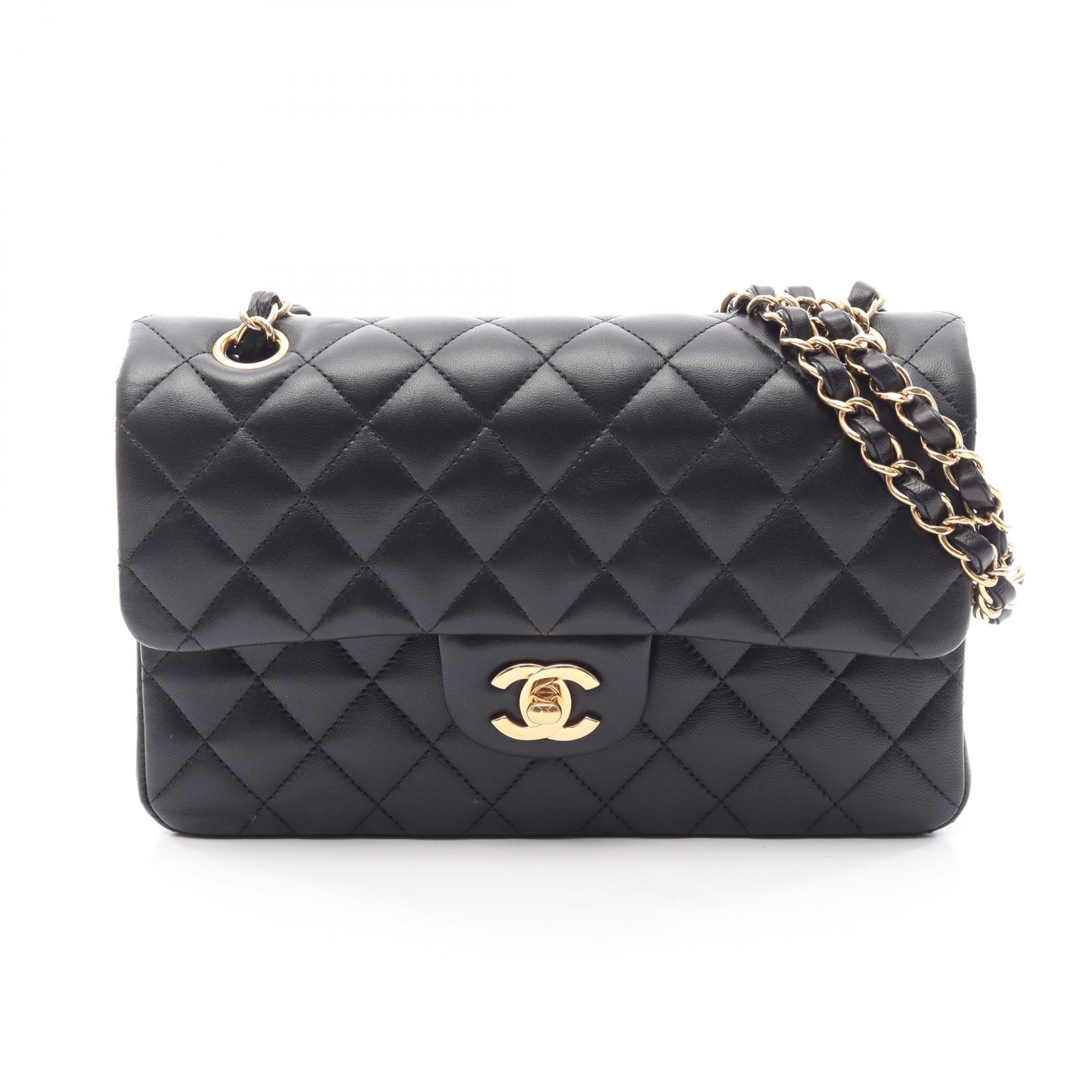 ≪5%OFFクーポン＆まとめ買い10% ～7/26 9:59〆≫シャネル CHANEL マトラッセ Wフラップ ショルダーバッグ バッグ ラムスキン（羊革） レディース ブラック系 AO1113 【中古】｜BRANDOFF TOKYO