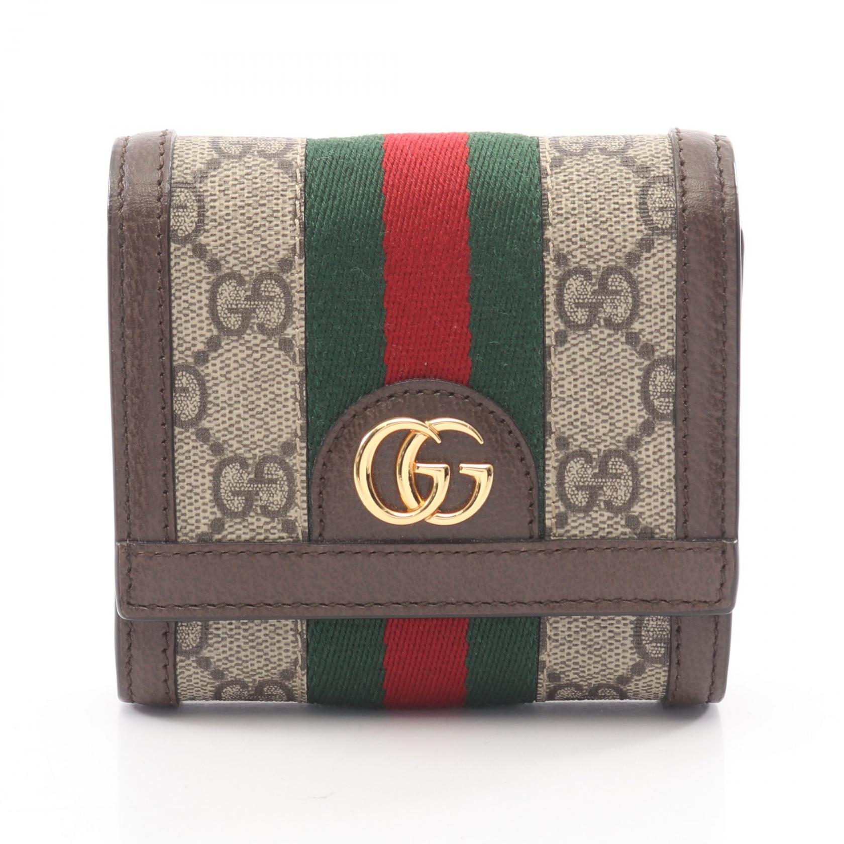 グッチ GUCCI オフィディア GGスプリーム ウォレット 二つ折り財布 財布 レザー PVC レディース ベージュ系 / ブラウン系 598662 【中古】｜BRANDOFF TOKYO