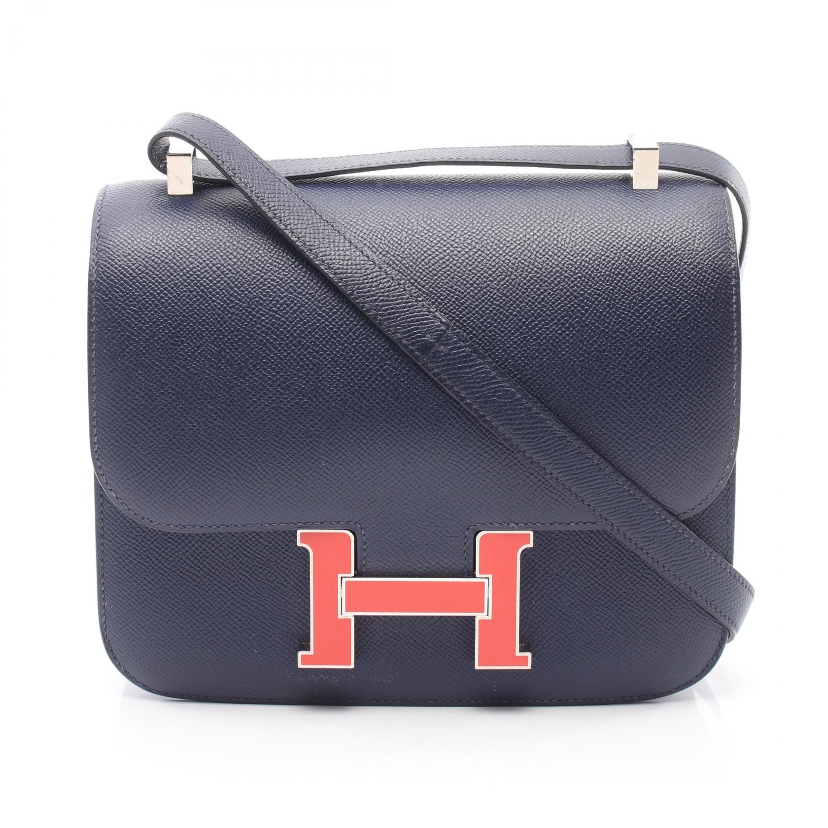 ≪5%OFFクーポン＆まとめ買い10% ～7/26 9:59〆≫エルメス HERMES コンスタンス3 24 ブルーサフィール コンビ金具 ショルダーバッグ バッグ ヴォーエプソン ヴォーエプソン レディース ネイビー系 【中古】｜BRANDOFF TOKYO