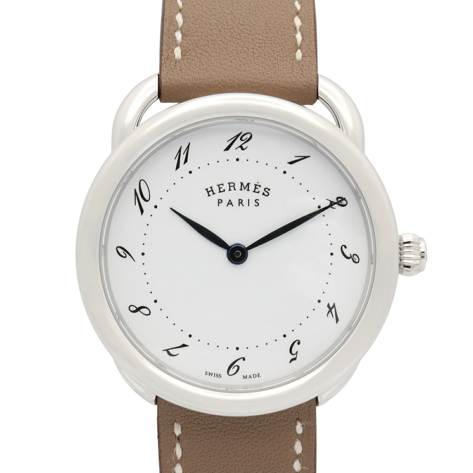 ≪5%OFFクーポン&まとめ買い10% ~7/26 9:59〆≫エルメス HERMES アルソー 腕時計 時計 ステンレススチール レザーベルト ボーイズ ホワイト系 AR5.510 【中古】|BRANDOFF TOKYO