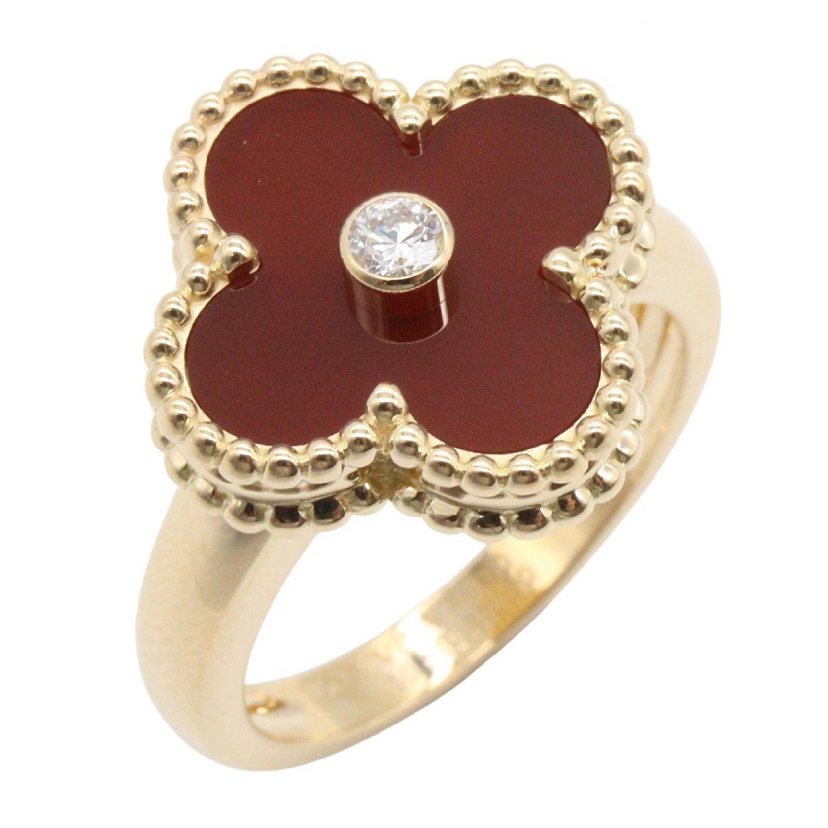 ヴァンクリーフ&アーペル Van Cleef & Arpels ヴィンテージアルハンブラ カーネリアン 1PD リング リング・指輪 ジュエリー K18(イエローゴールド) ダイヤモンド カーネリアン レディース ゴールド系 / クリア系 / レッド系 【中古】|BRANDOFF TOKYO