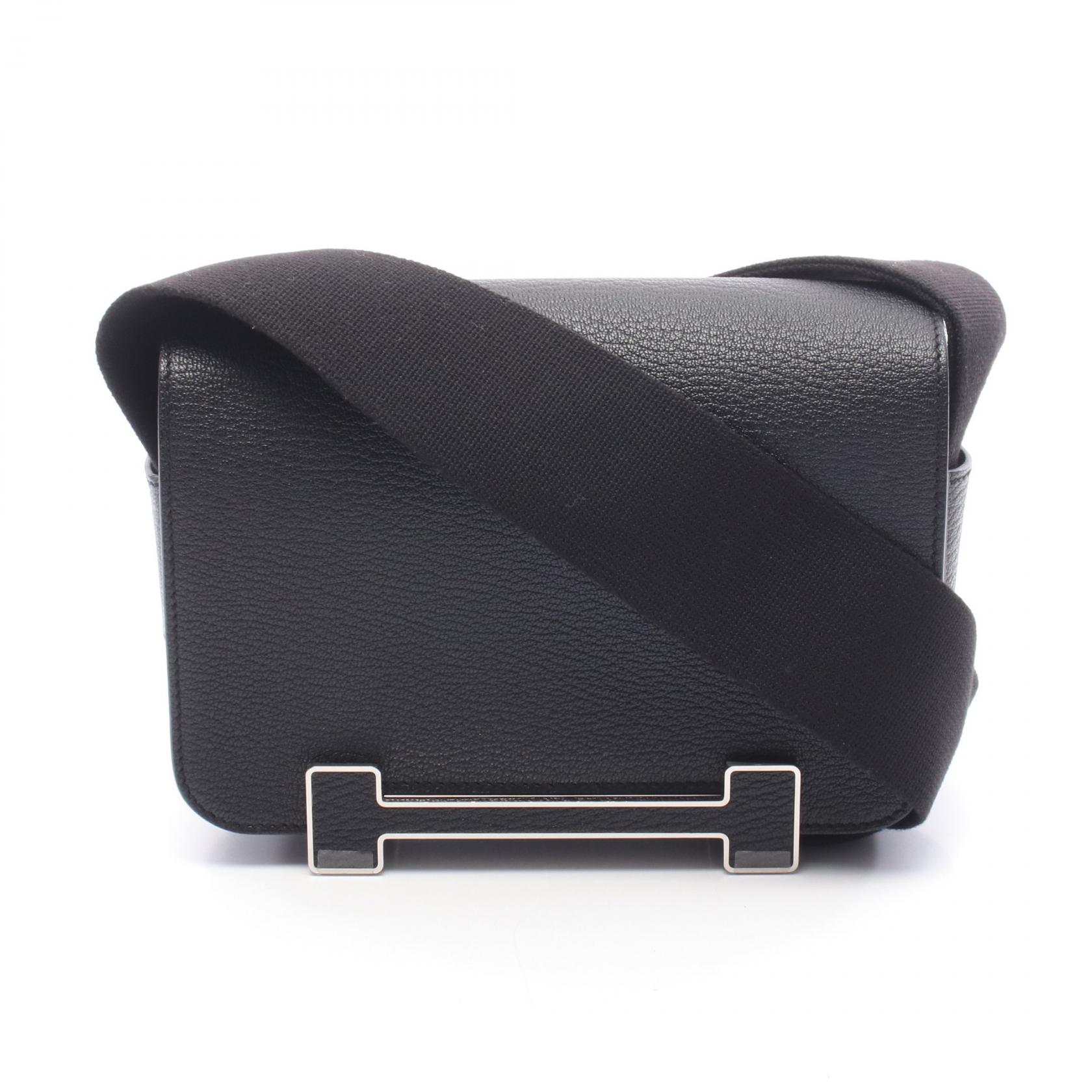 ≪5%OFFクーポン＆まとめ買い10% ～7/26 9:59〆≫エルメス HERMES ゲタ ショルダーバッグ バッグ レザー シェーブル シェーブル レディース ブラック系 【中古】｜BRANDOFF TOKYO
