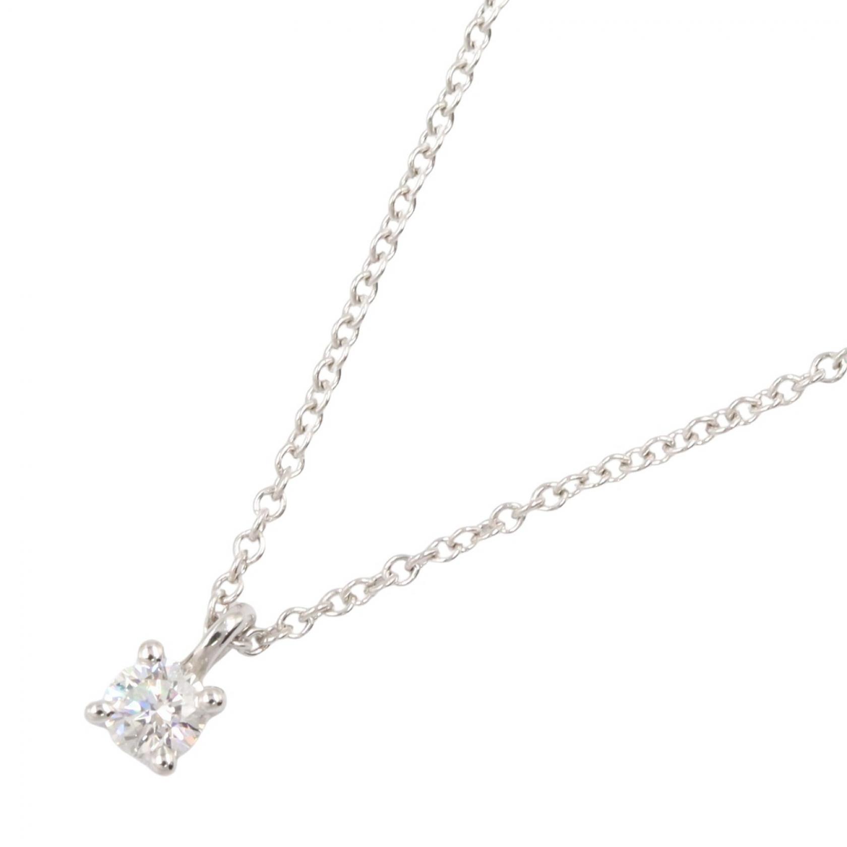 ≪5%OFFクーポン&まとめ買い10% ~7/26 9:59〆≫ティファニー TIFFANY&CO ソリティア ネックレス ネックレス ジュエリー Pt950プラチナ ダイヤモンド レディース シルバー系 / クリア系 【中古】|BRANDOFF TOKYO
