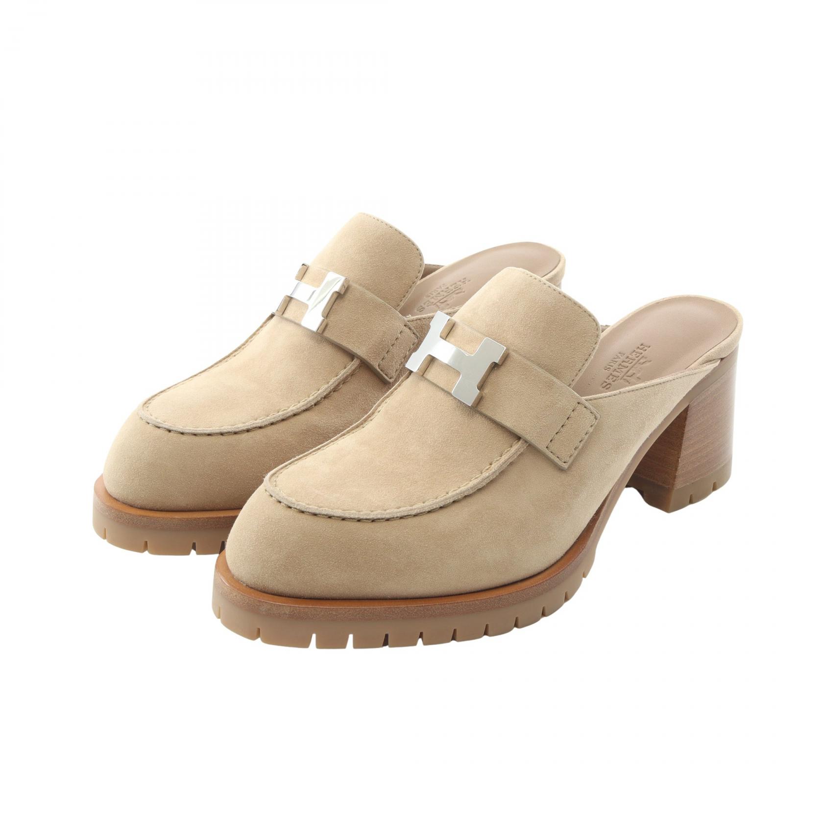 ≪5%OFFクーポン＆まとめ買い10% 7/19 20時～≫エルメス HERMES フロール ミュール 靴 スウェード レディース ベージュ系 222058Z 【中古】｜BRANDOFF TOKYO