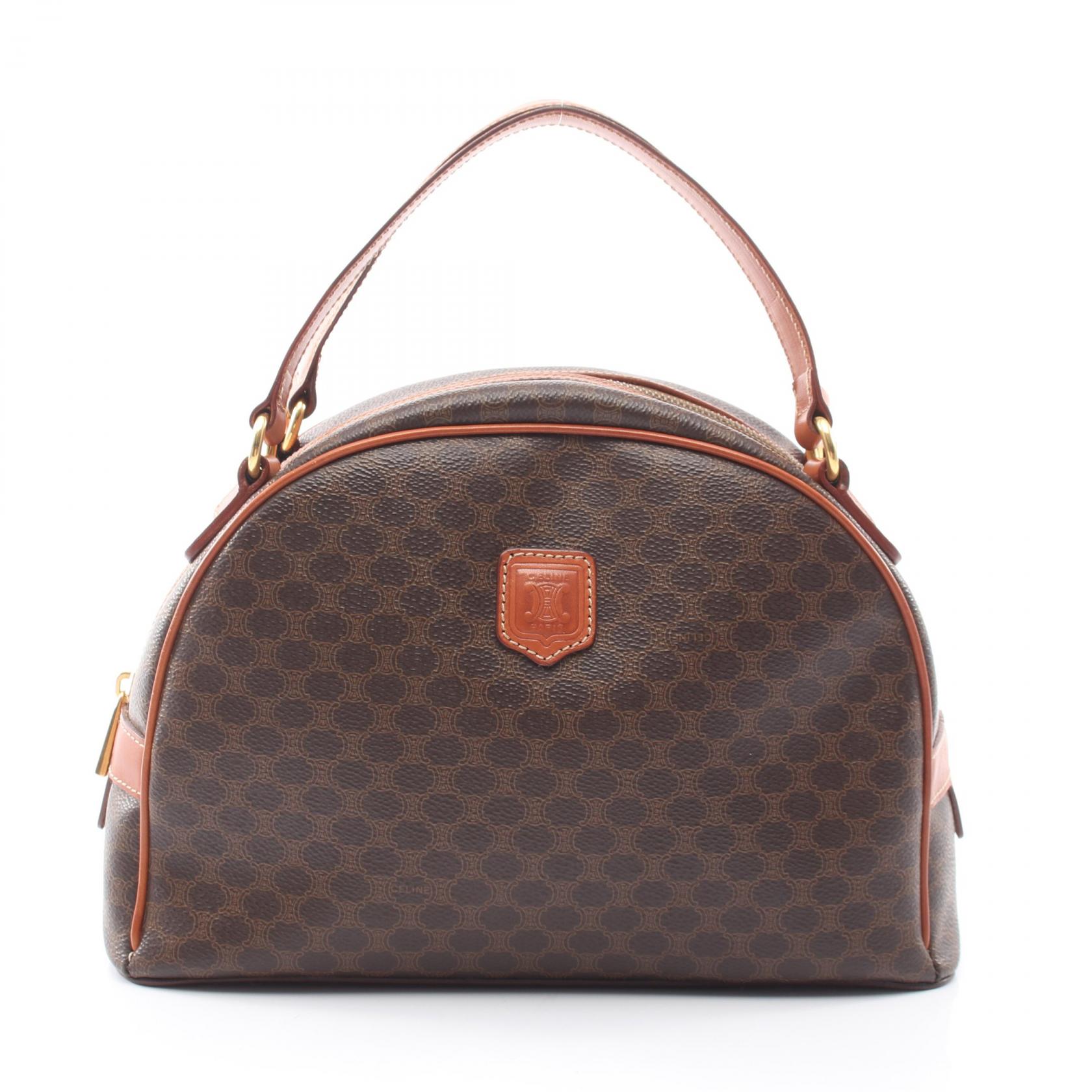 ≪5%OFFクーポン＆まとめ買い10% ～7/26 9:59〆≫セリーヌ CELINE マカダム ハンドバッグ バッグ PVCコーティングキャンバス レザー レディース ブラウン系 【中古】｜BRANDOFF TOKYO