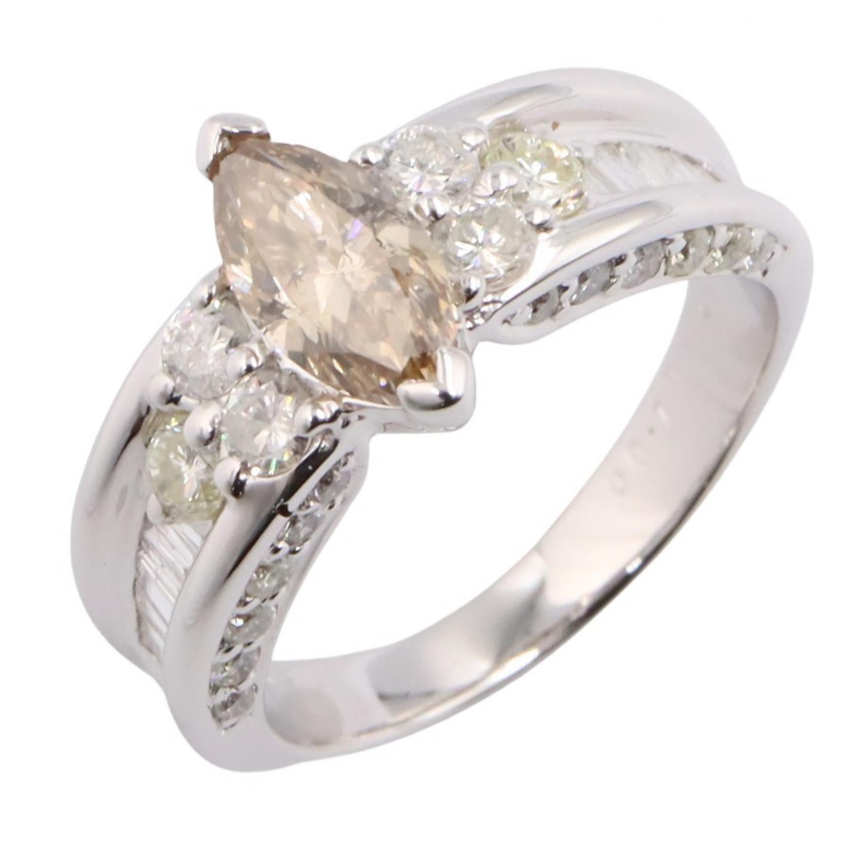 ≪5%OFFクーポン＆まとめ買い10% ～7/26 9:59〆≫ジュエリー JEWELRY ダイヤリング リング・指輪 ジュエリー K18WG（ホワイトゴールド） ダイヤモンド レディース シルバー系 / ブラウン系 / クリア系 ﾀﾞｲﾔ 5.6g 【中古】｜BRANDOFF TOKYO